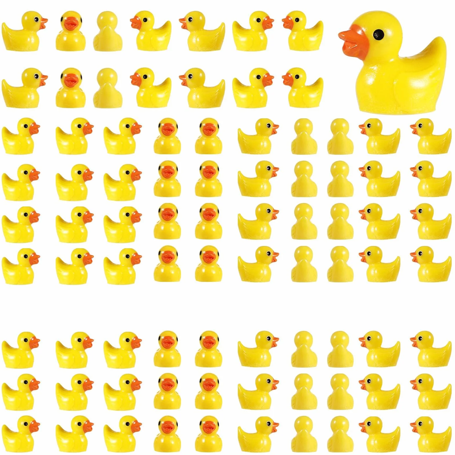 Mini Canards en Résine Lot de 100 Figurines d'Animaux pour Aquarium Décoration Jardin Jaune