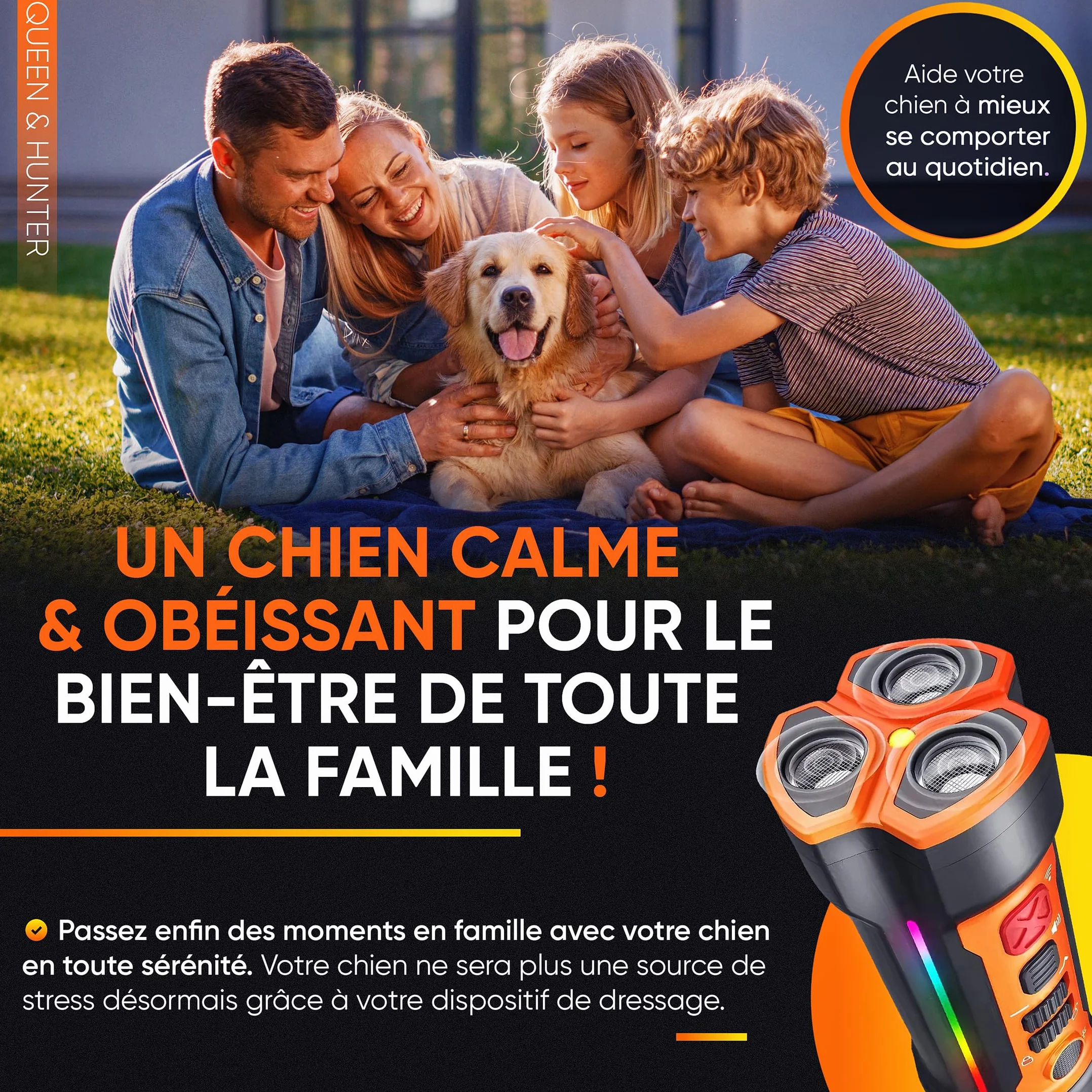 Anti Aboiement Chien Ultrason Dispositif Dressage sans Collier Électrique Portatif pour Petit et Grand Chiens
