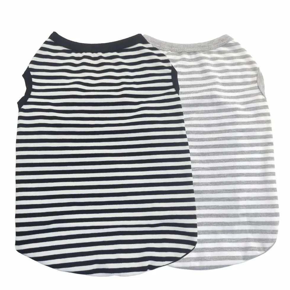 T-Shirt d'été pour Chien en Coton Doux Respirant sans Manches, 2 Pièces, Noir Gris XL