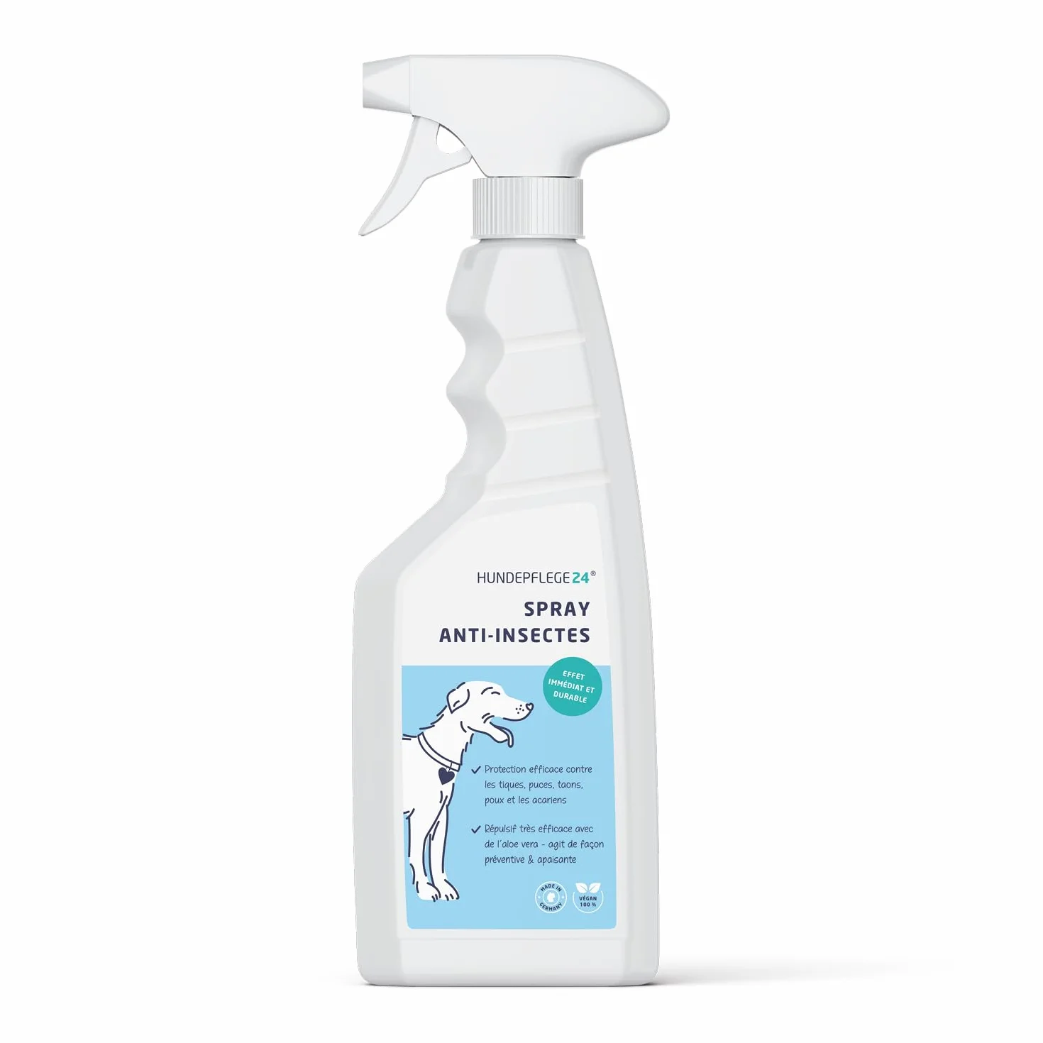Spray Anti Tiques et Anti Puces Chien 500ml - Protection Efficace Contre Tiques, Puces & Acariens avec Géraniol et Aloe Vera