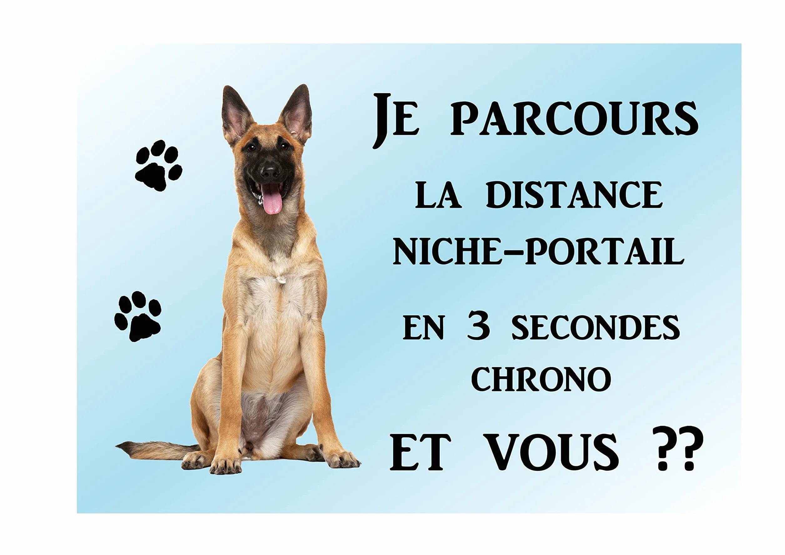 Plaque attention chien malinois en métal 29 x 20 cm
