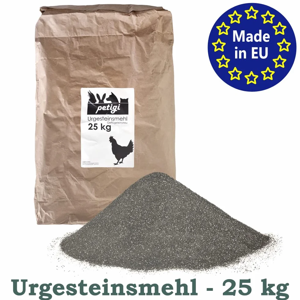 Petigi Poudre de Roche Primaire Diabase 25 kg pour Poulets Poulailler