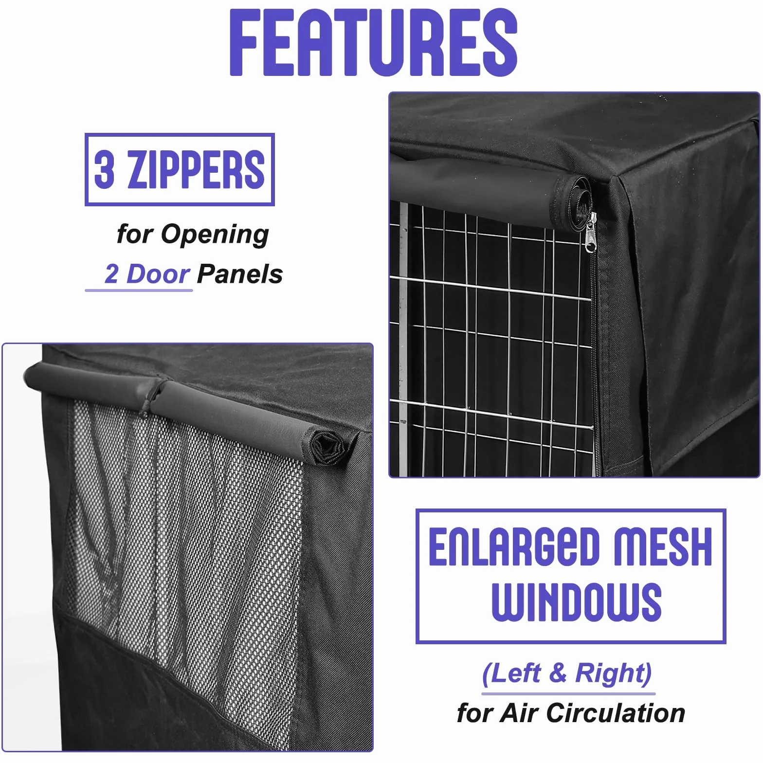 Housse de Cage pour Chien en Tissu Oxford 600D pour Cage Métallique 107 x 72 x 76 cm