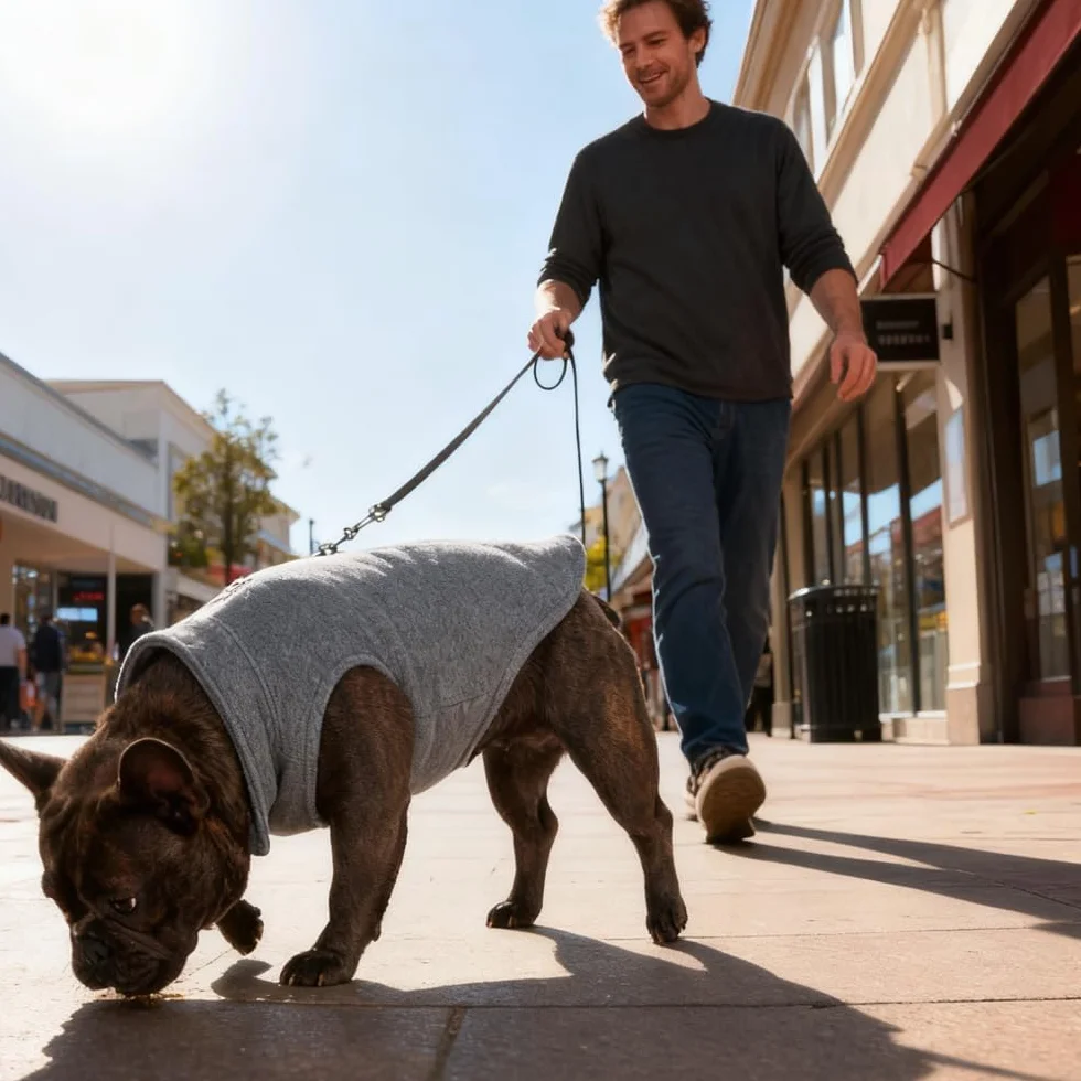 Pull Chien avec Anneaux en D Veste d'hiver Manteau pour Petite Taille Chihuahua Noir Gris S