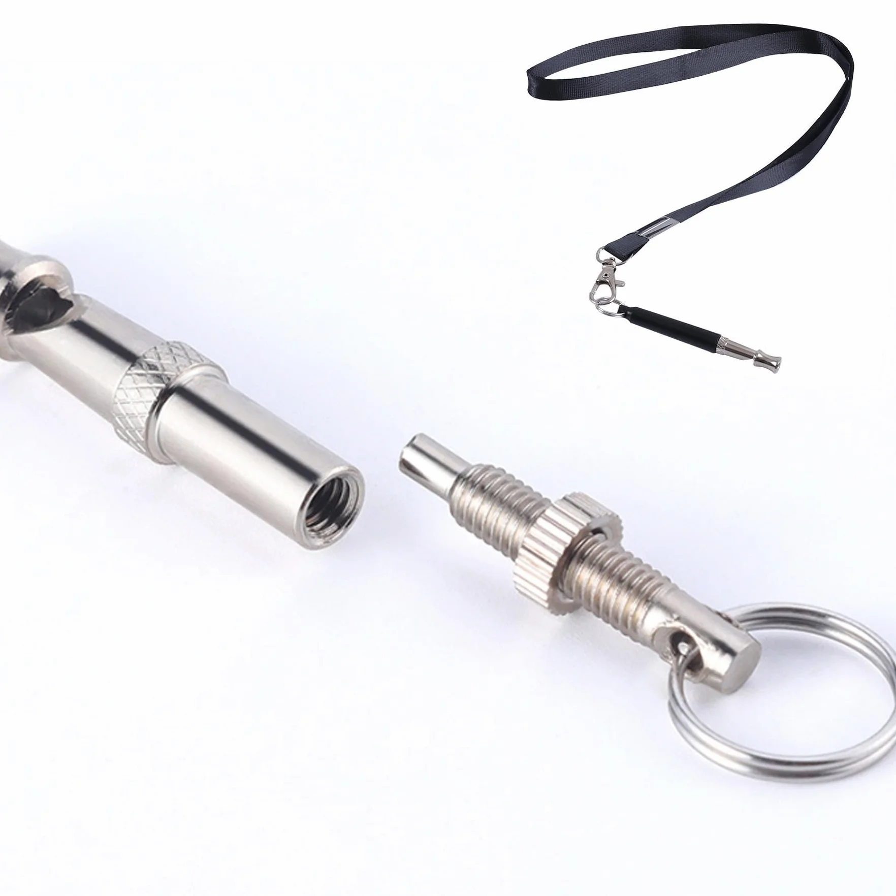 Sifflet Ultrason Chien Anti Aboiement Haute Fréquence 2 Pièces avec Lanière Réglable Blanc Noir