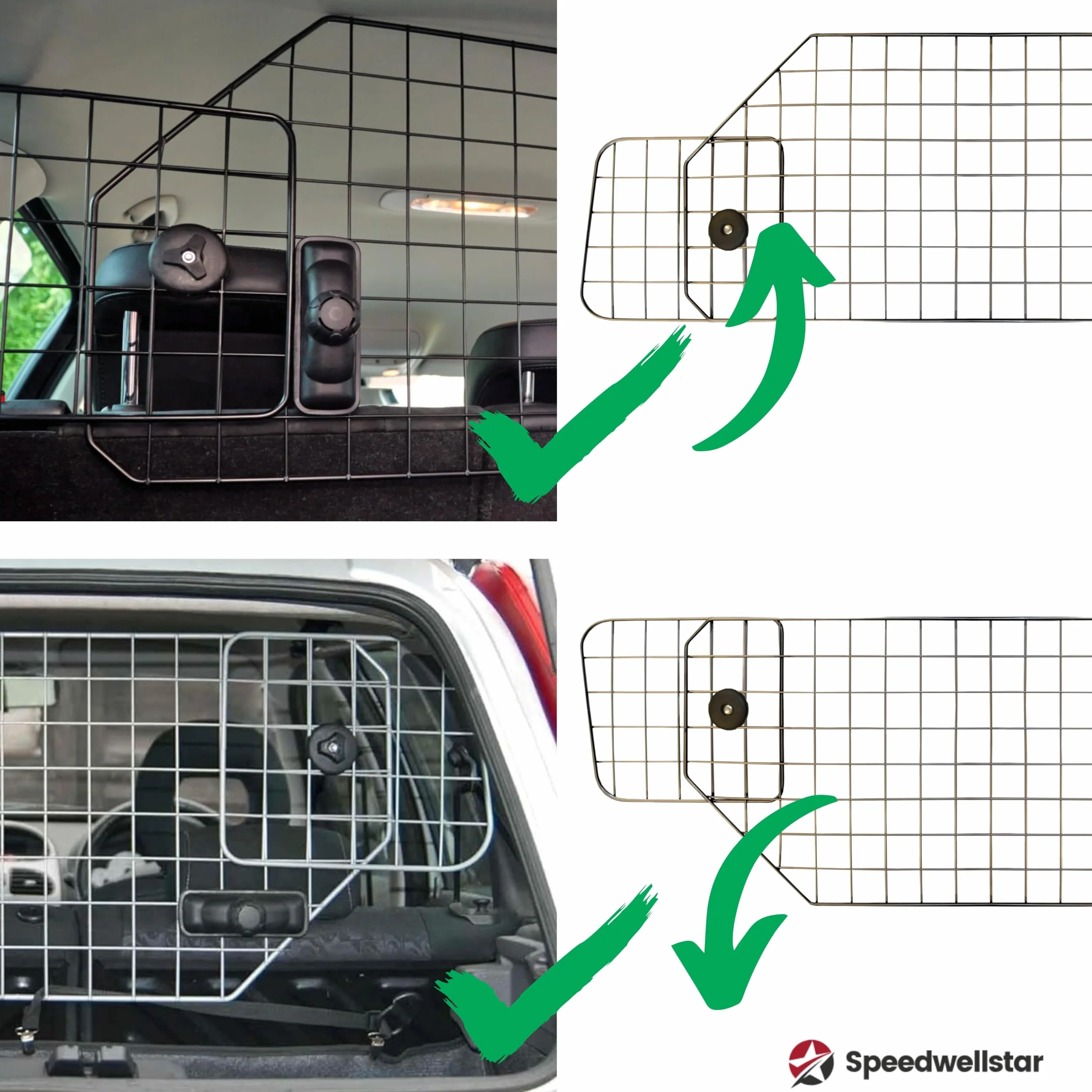 Speedwellstar Grille de Séparation Chien Coffre Voiture Universelle Réglable Barrière Mesh Métal