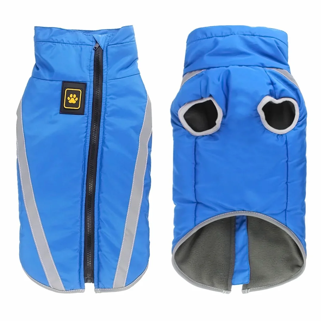 Idepet Manteau de Chien imperméable Veste Chaude d'hiver, vêtements pour Animaux de Compagnie Coupe-Vent Tenue de Veste de Chien pour Petits Chiens de Taille Moyenne avec Trou de Harnais XL-6XL