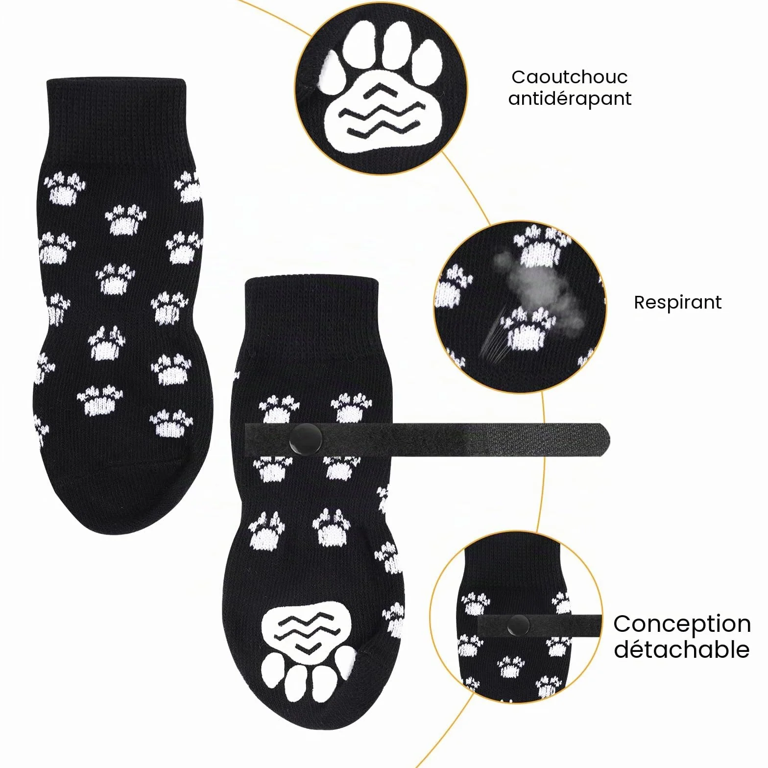 AUAUY Chaussettes Anti-Dérapantes Chien Chat Protège Pattes Sols Intérieurs Bandes Fixation Réglables Petits Moyens Chiens Chats S