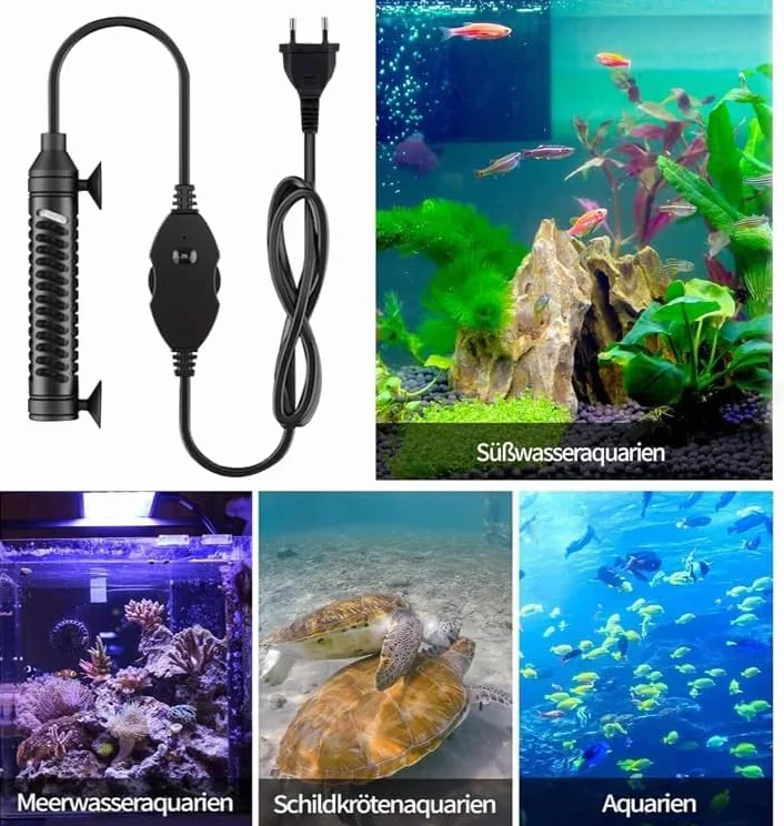 GERUI Réchauffeur d'aquarium 35 W/50 W (1 L-20 L) avec régulateur de température pour réservoirs de Poissons et d'aquarium avec Protection Contre la surchauffe (50 W)