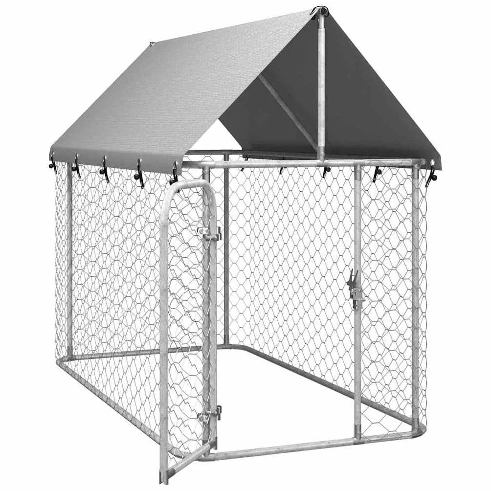 Chenil Extérieur avec Toit pour Chien, Cage Métal 200x100x150 cm