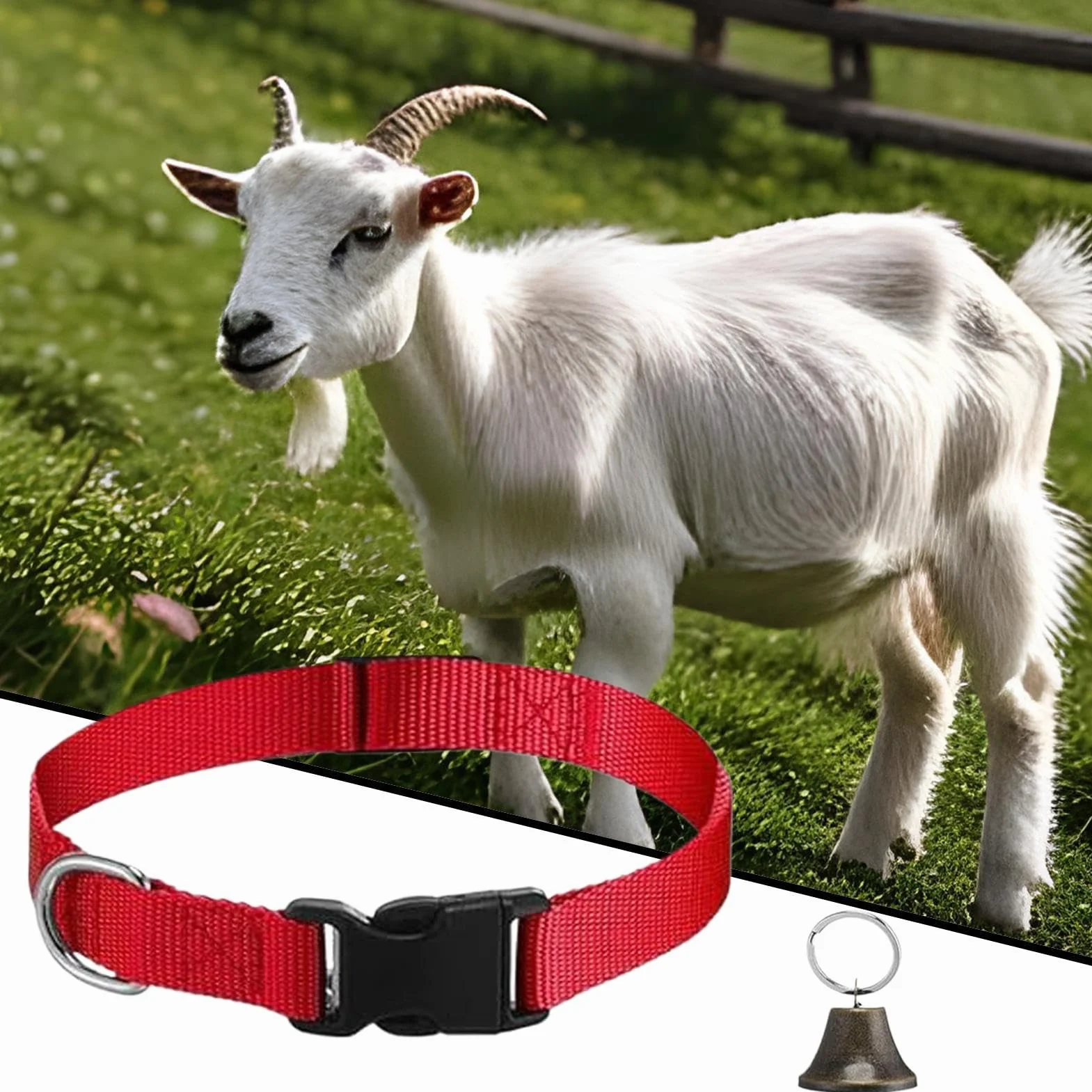 Collier de Chèvre Réglable en Nylon pour Mouton, Cloche d'Alpage Sonore Anti-Perdition pour Vaches, Chèvres