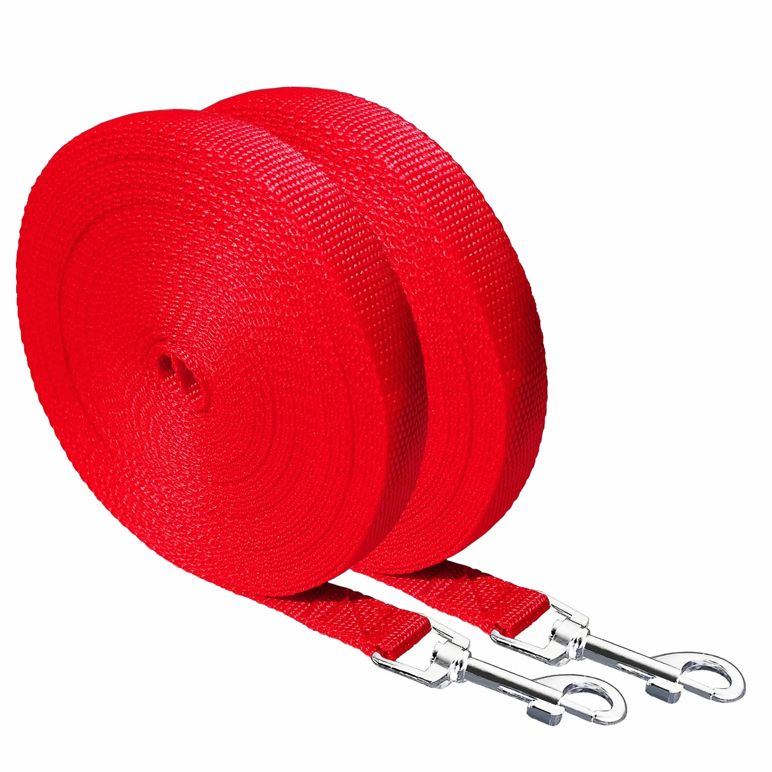 Lot de 2 laisses de dressage pour chien 10 m rouge
