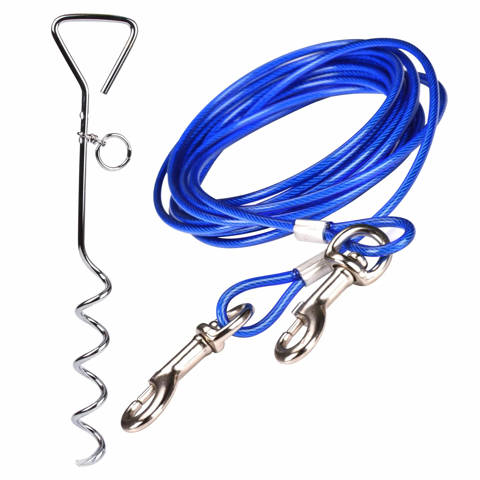 Câble Attache Chien Piquet Acier Inoxydable 3M 5M 10M 360° Laisse Spirale Extérieur Jardin Camping Alliage Zinc Pas Rouille