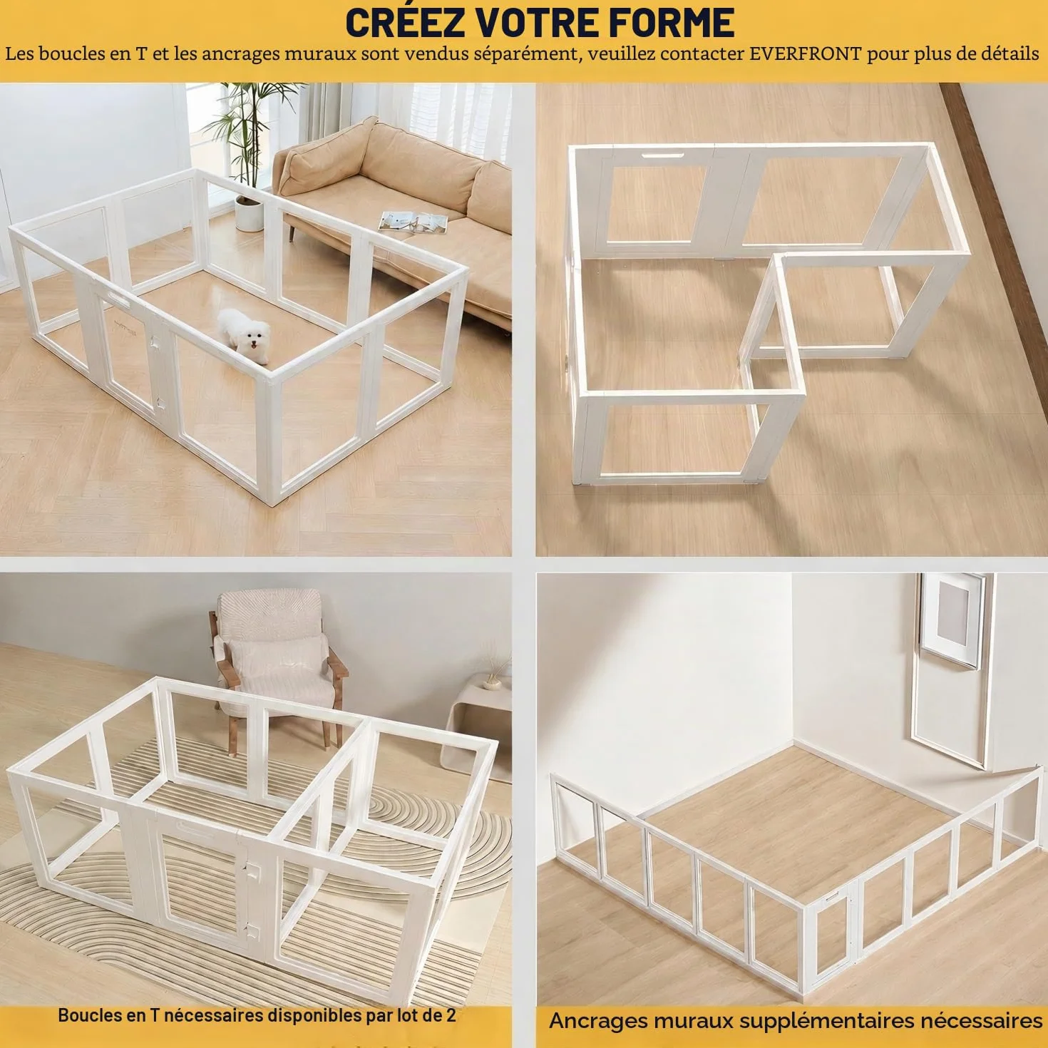 Everfront Enclos d'intérieur en Acrylique Transparent pour Chiot, Chat, Lapin, Furet, 77 cm de Hauteur, 10 pièces