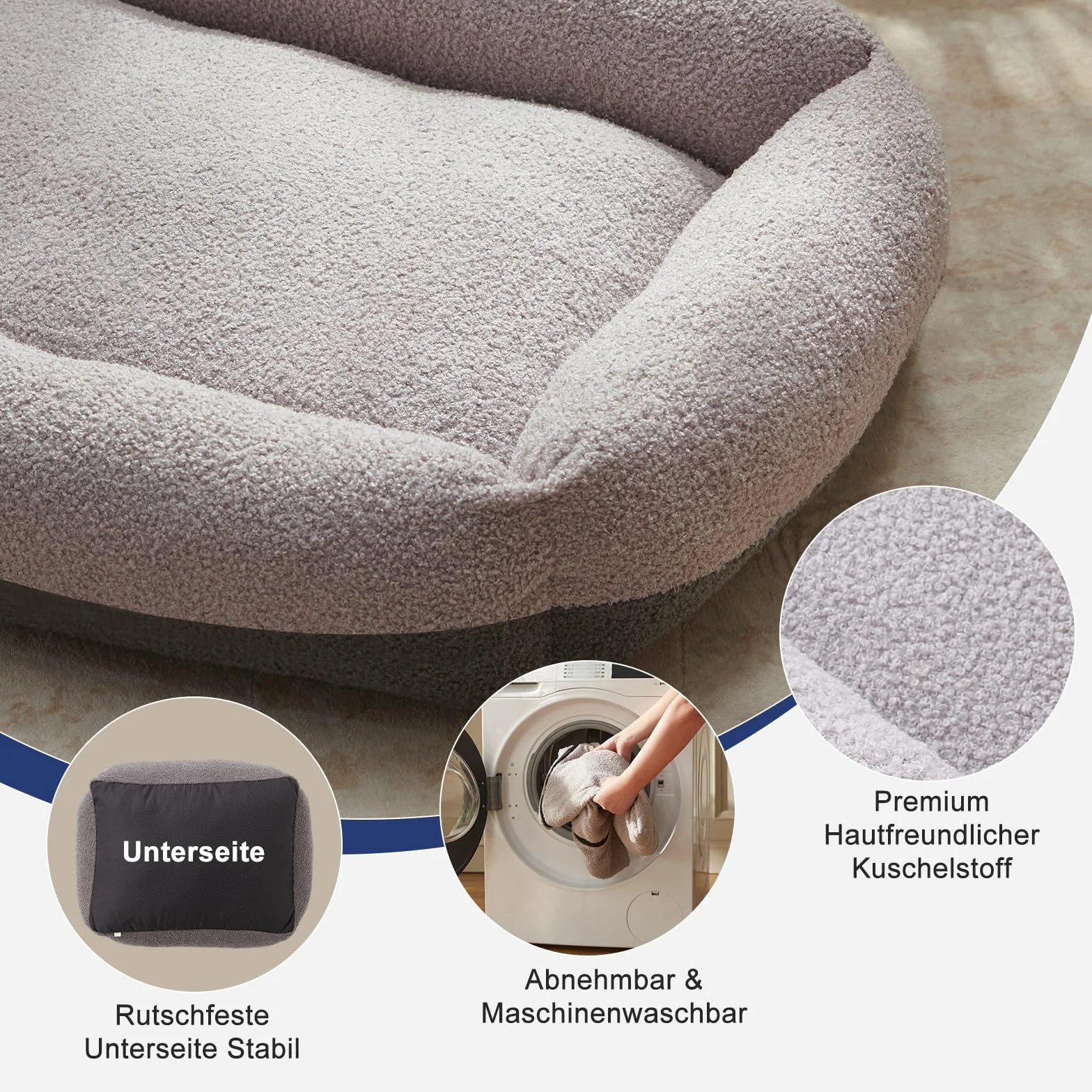 Pawk Panier pour Chien Grande Taille, XL Lit Chien Dehoussable Lavable, Coussin Antidérapant Doux Anti-Anxiété, 91x69x20cm