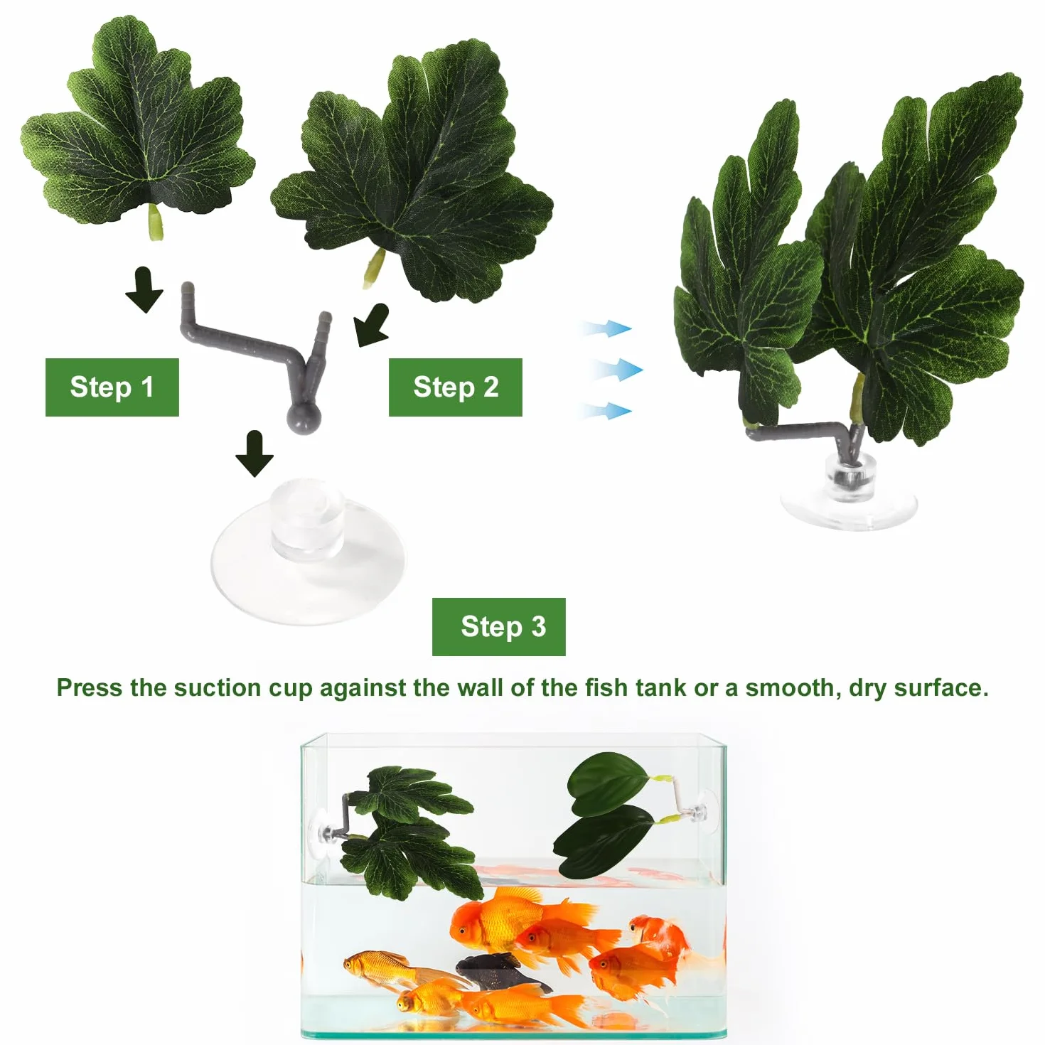 Feuilles Betta, 4 Styles Feuille Repos Betta avec Ventouse Décoration Aquarium
