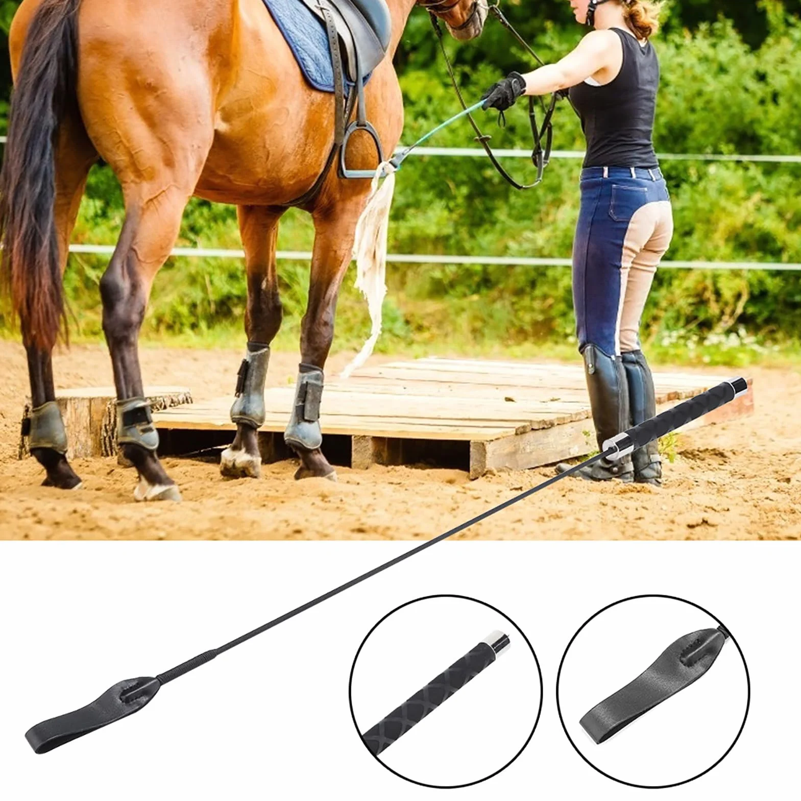 Fouet de Dressage Flexible en Plastique renforcé Noir pour Chien Gestion du Comportement Équitation
