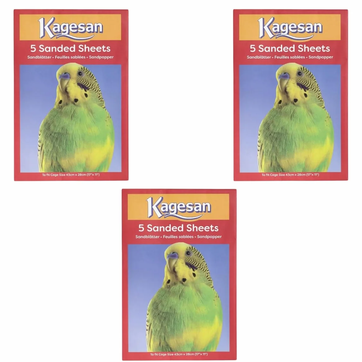 Papier de sable pour cage à oiseaux 43 x 28 cm Lot de 3 paquets de 5 feuilles