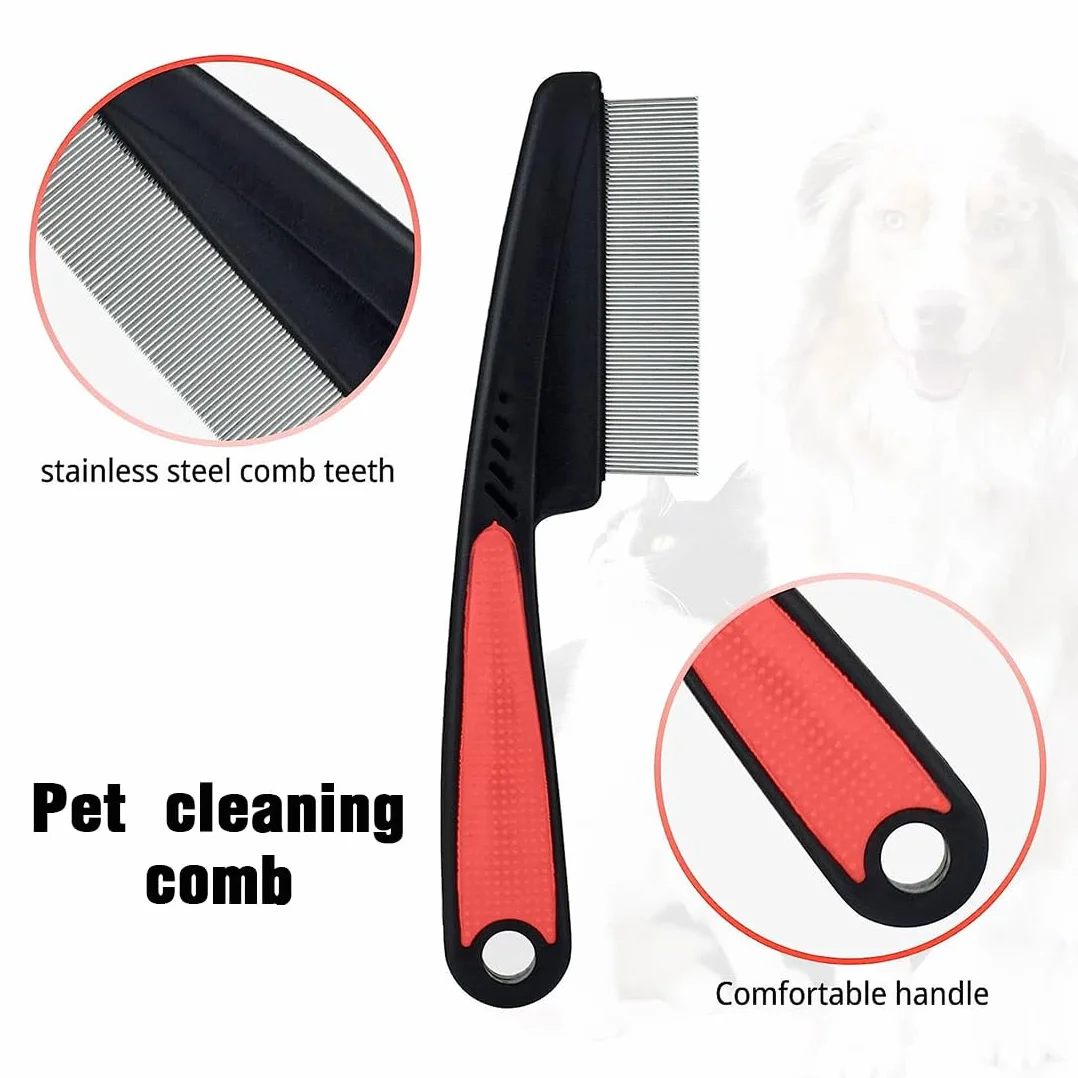 Peigne Anti puces pour Chats et Chiens, Set de 2 PCS Peignes de Toilettage pour Animaux