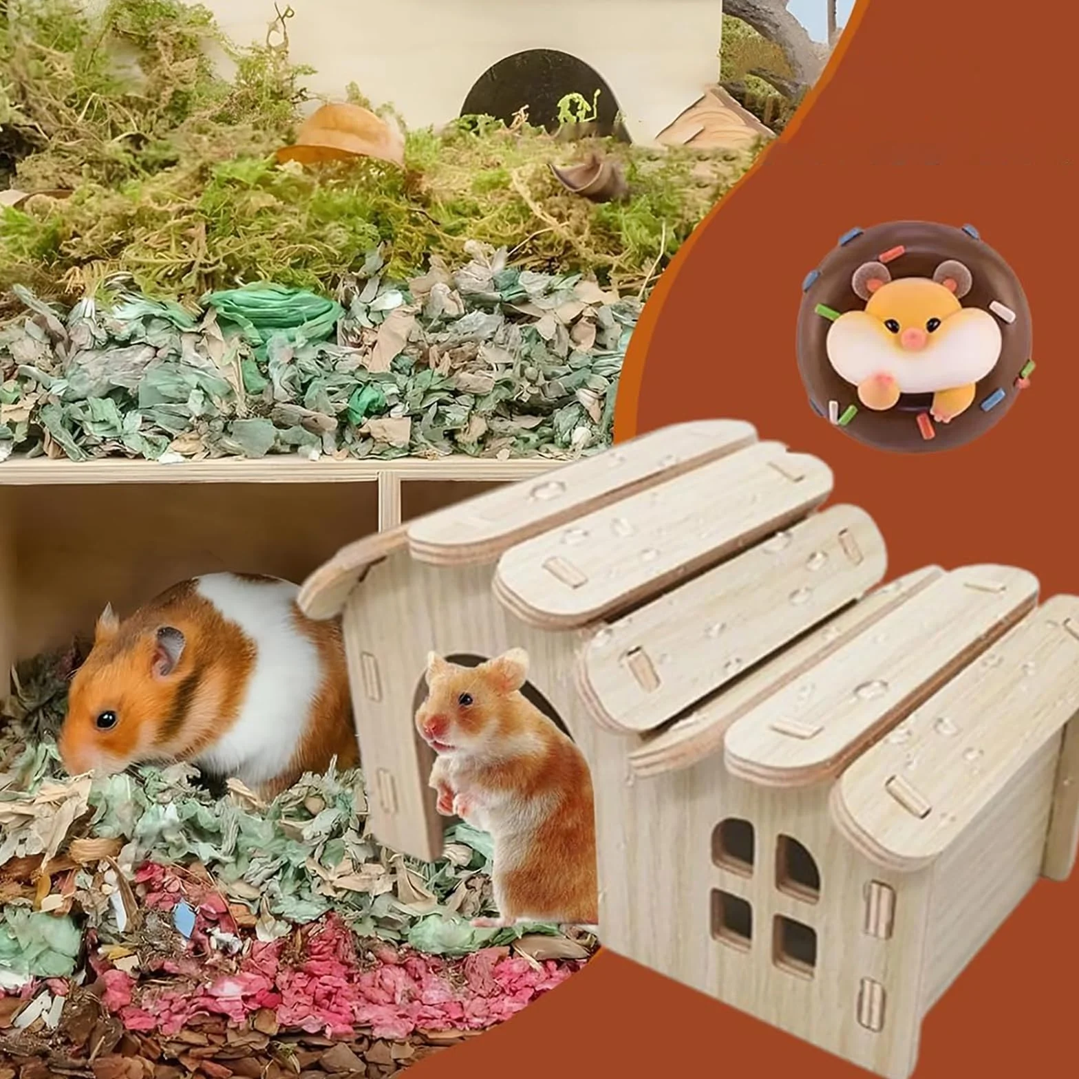 Maison Hamster, Maison pour Hamster en Bois, Maison en Bois pour Petits Animaux, Maison Cochon d'Inde et Hamster, Maison en Bois pour Hamster, Cachette pour Hamsters, pour Dormir et Jouer