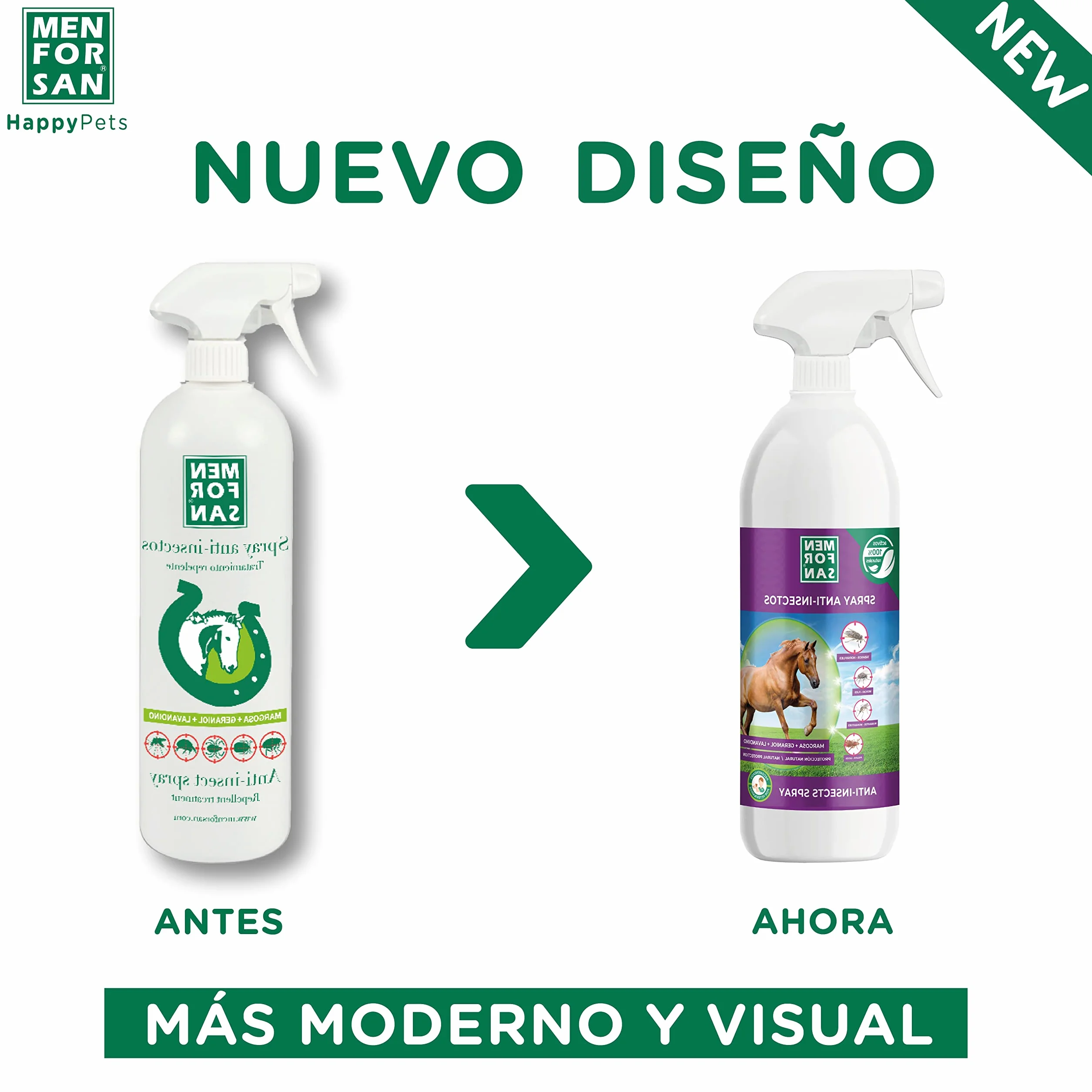 MENFORSAN Spray Anti-Insectes pour Chevaux 750ml Répulsif Naturel Margosa Géraniol Lavandin