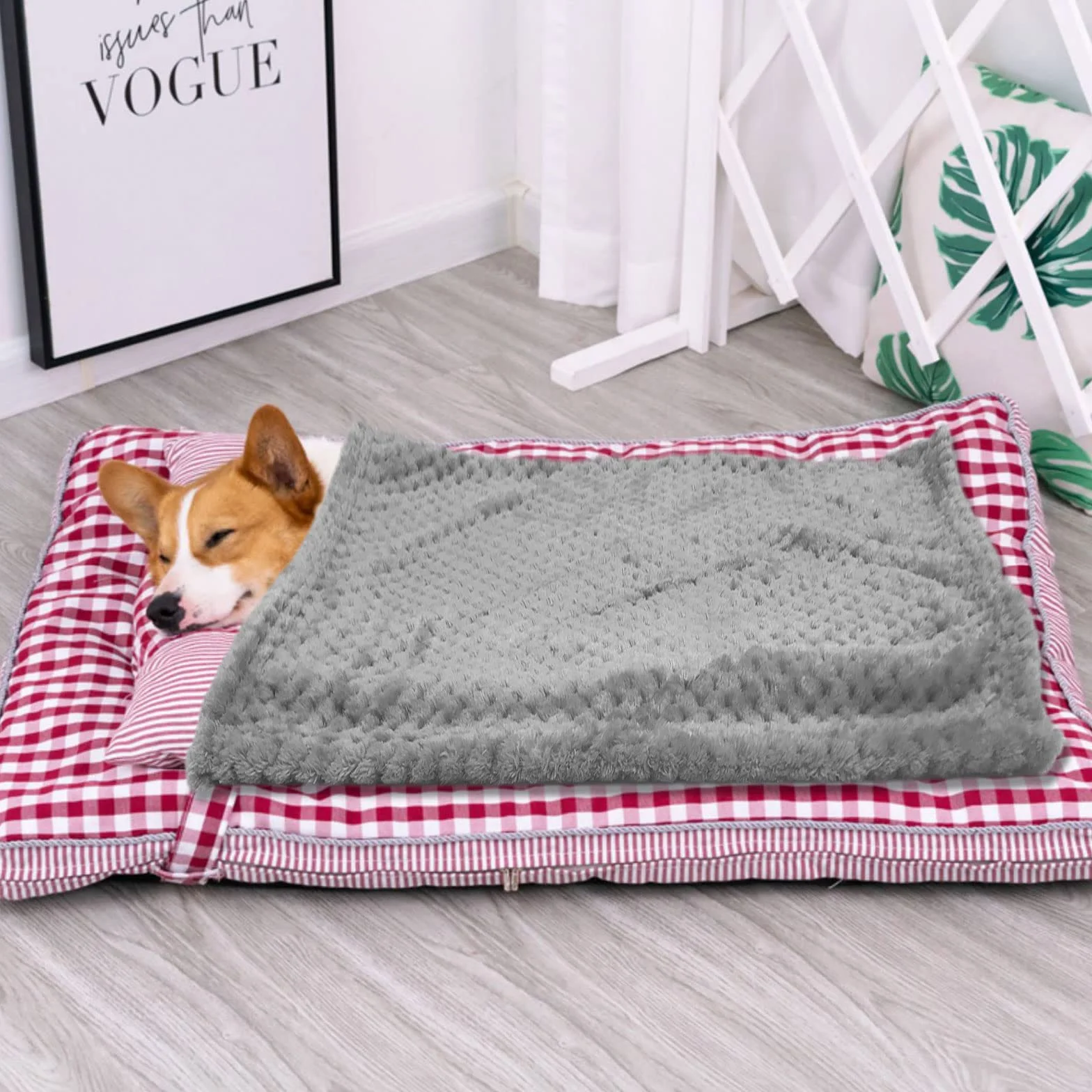 Couverture douce pour chien et chat en polaire lavable 70 x 50 cm gris