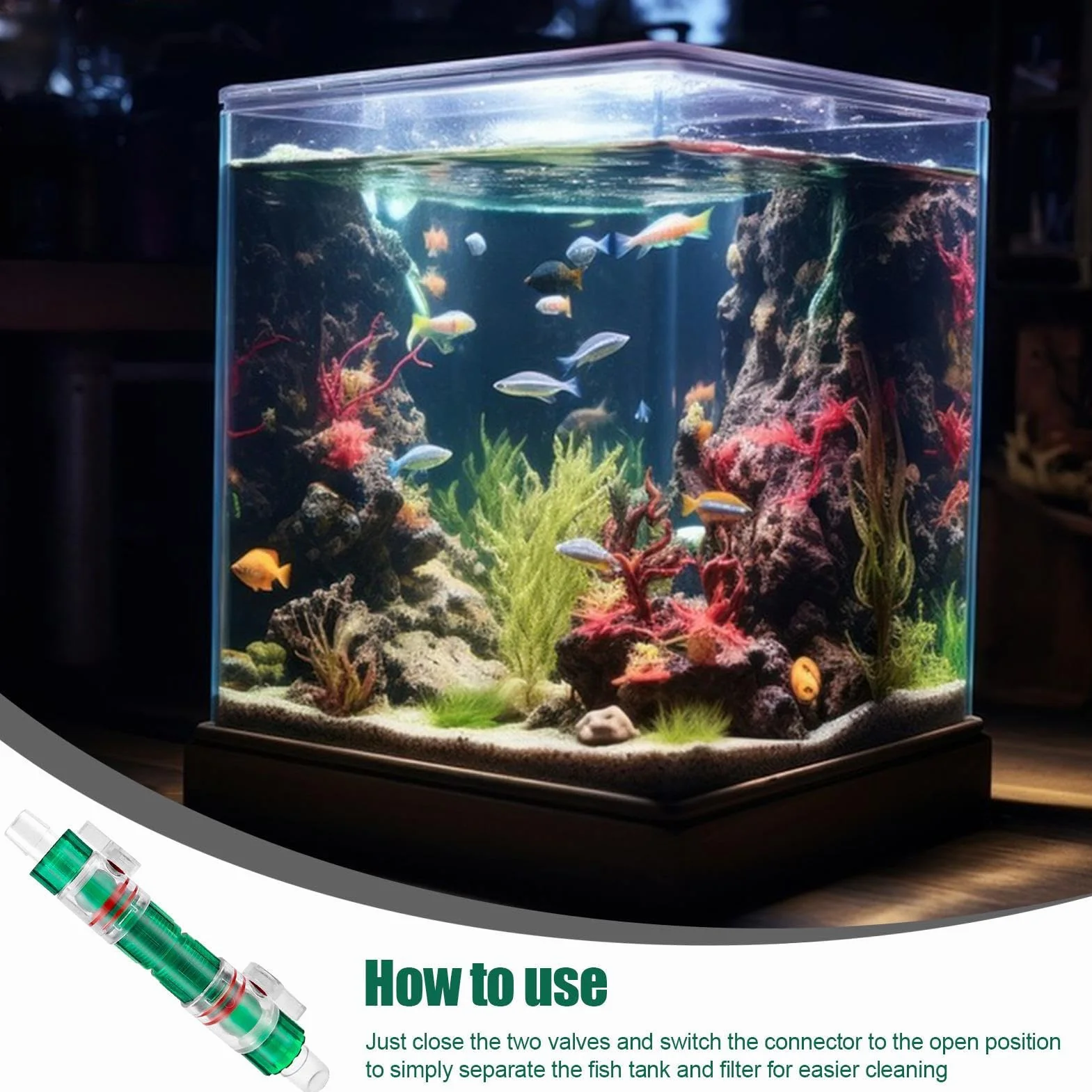 Aquarium de soupape à double robinet - Connecteur de tuyau de tuyau de poisson à poisson | Vanne de soupape Release rapide Pompe à air Vannes de commande d'écoulement d'aquarium pour le sel d'eau fraî