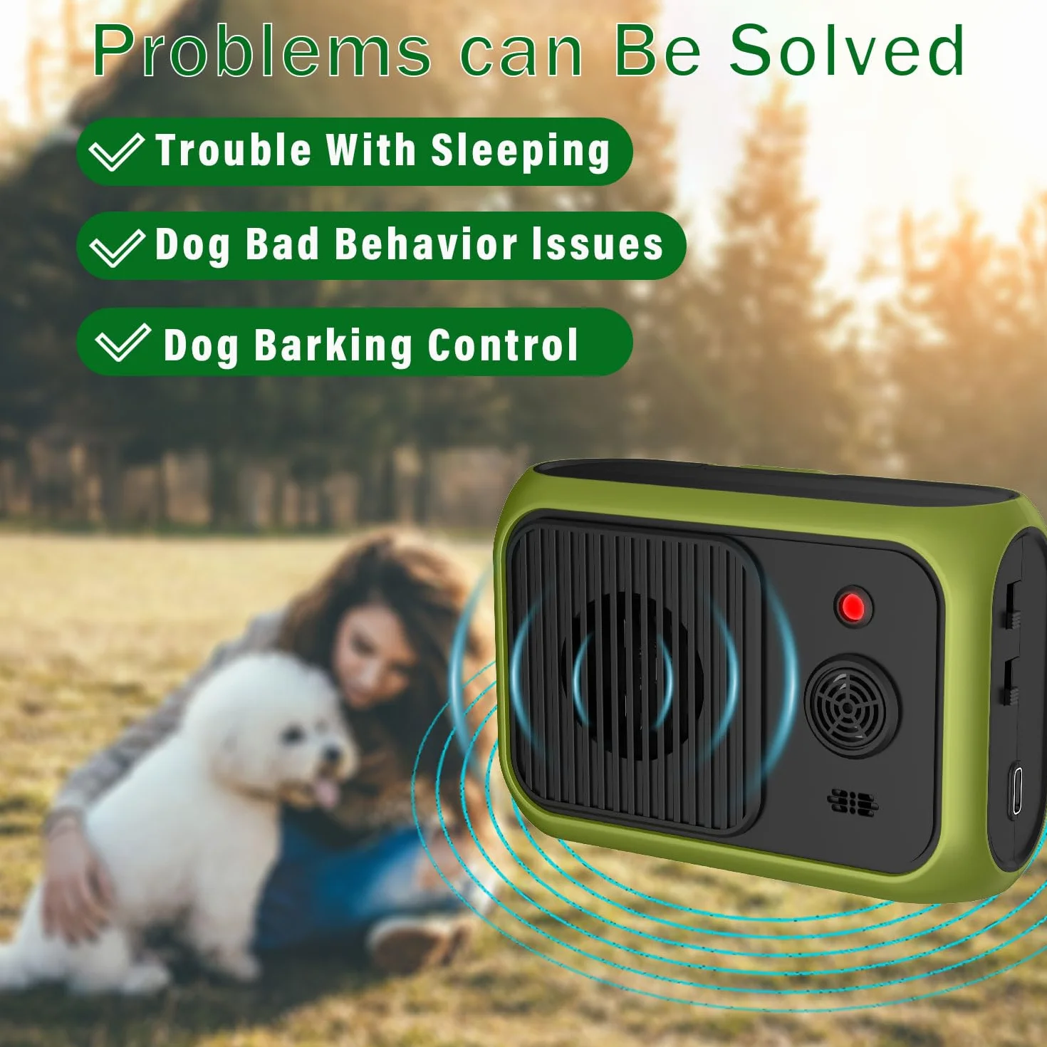 Appareil Anti-aboiement à Ultrasons Rechargeable pour Chiens Petite Moyenne Grand Taille Intérieur Extérieur