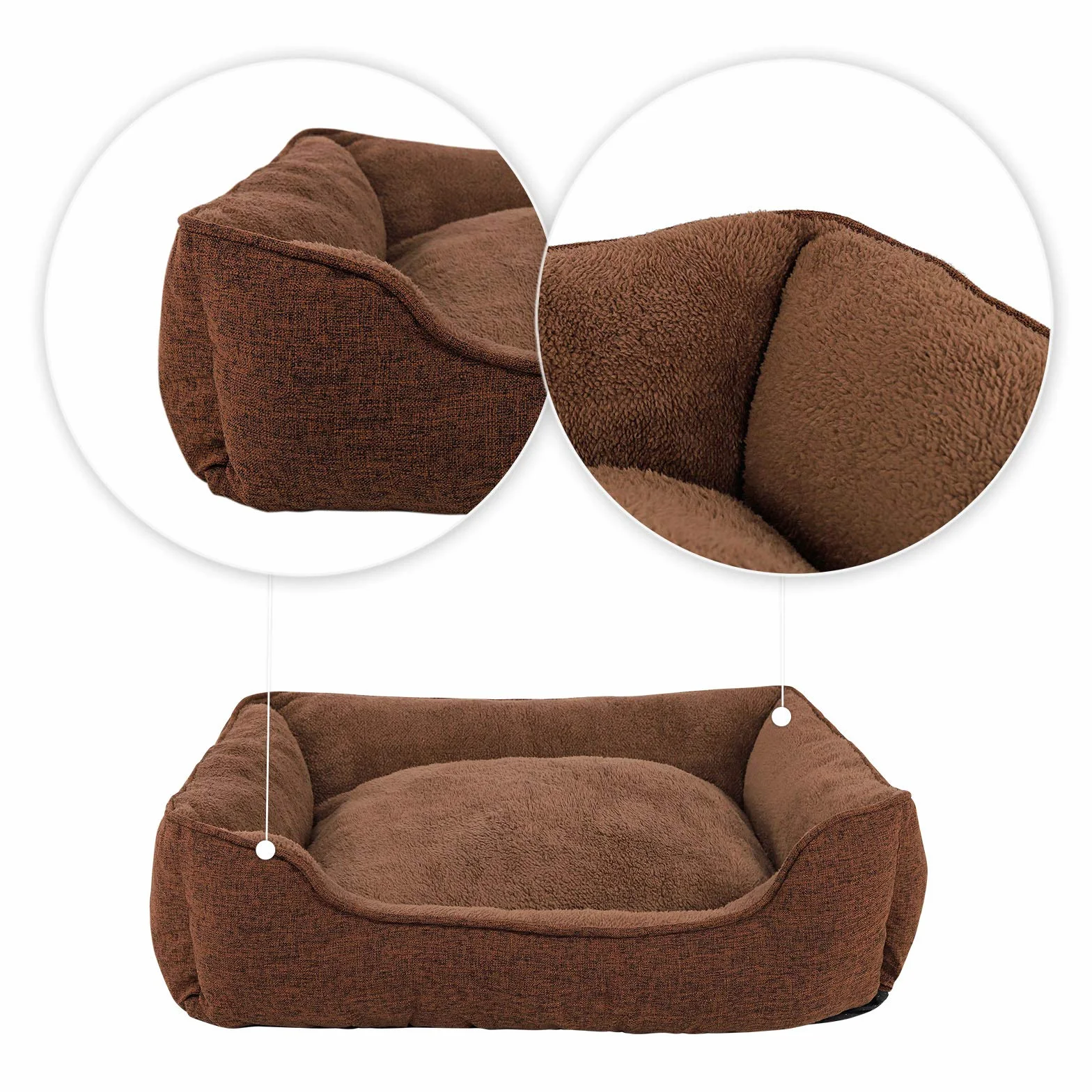 Lionto Panier Chien avec Coussin et Housse Amovible 75x60 cm Marron