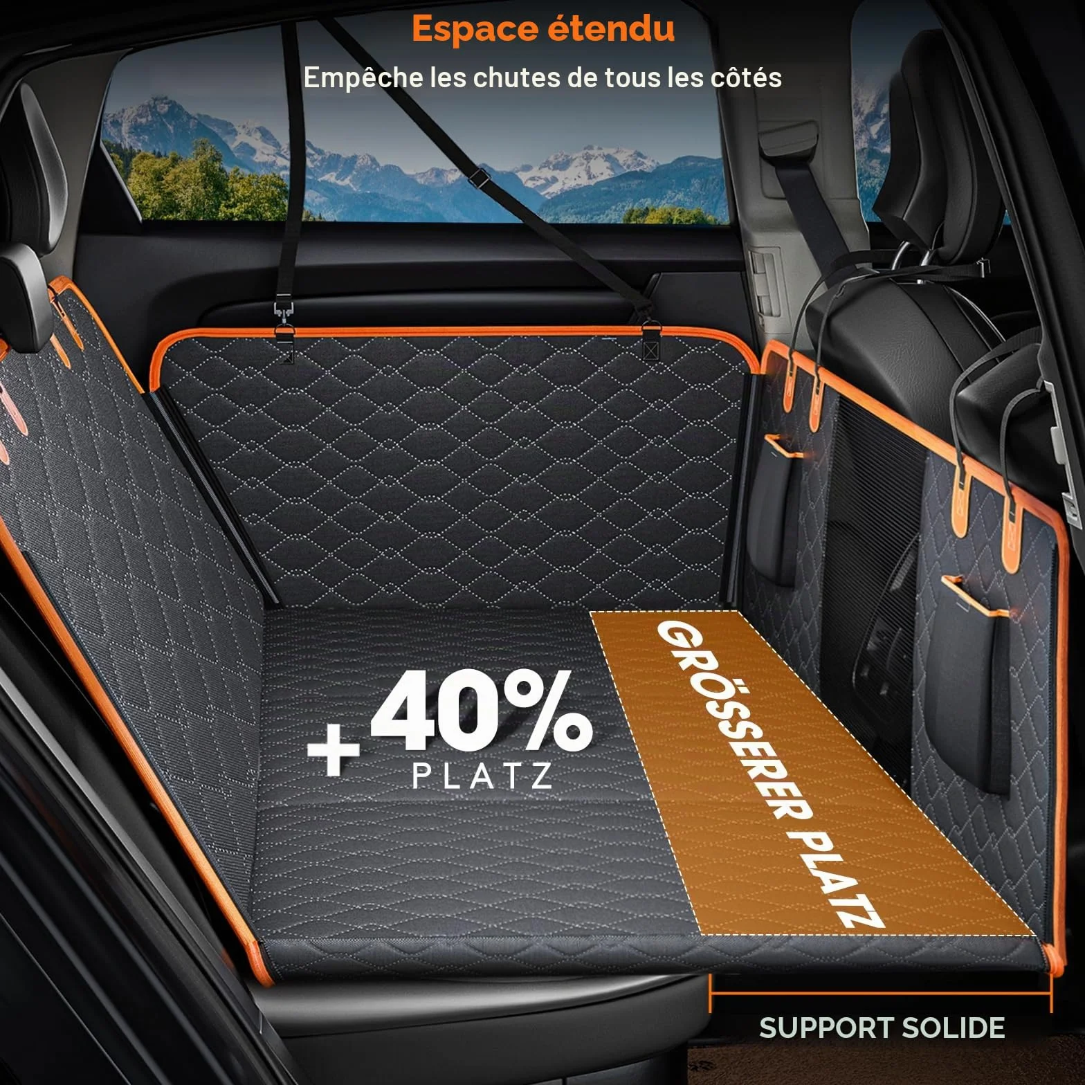JOEJOY Housse Chien Siège Voiture, Extension Résistant Plaque Base Rigide Hamac Arrière Noir