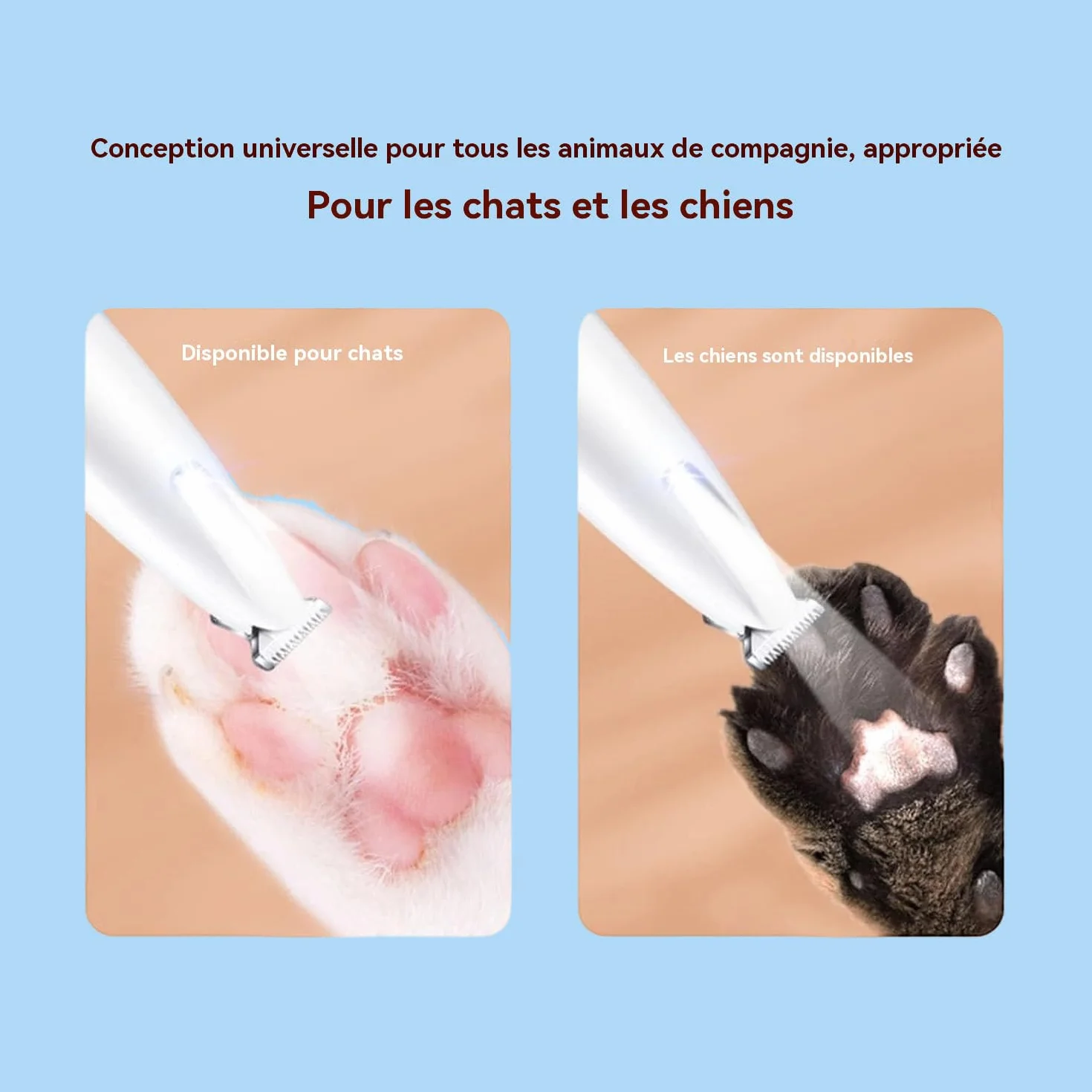 Patounet Tondeuse Chat Poils Longs, Soin Pattes Sans Douleur, Led Intégrée