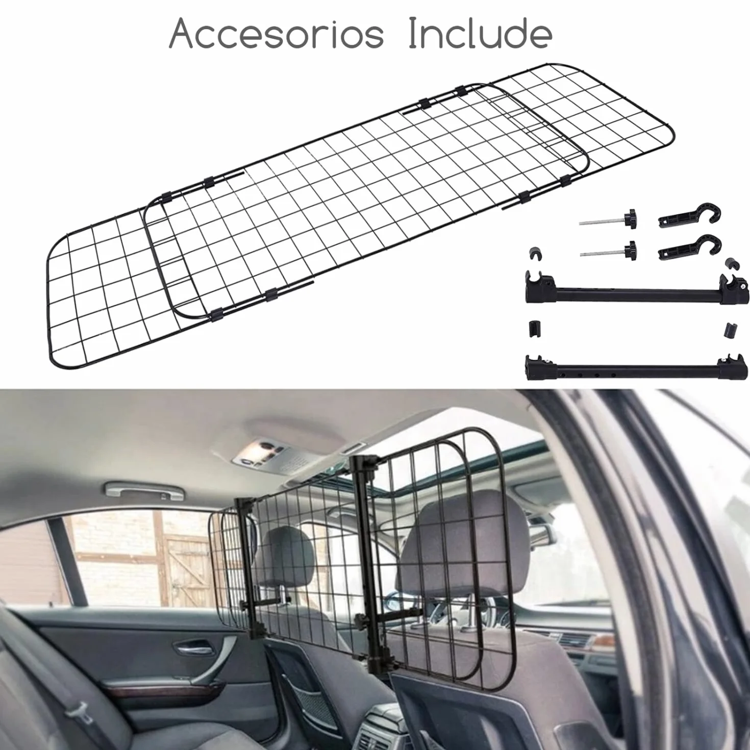 Nobleza Barrière de Voiture pour Animaux Domestiques, Barrière de Sécurité Universelle Extensible pour Chien, 96-145x30cm