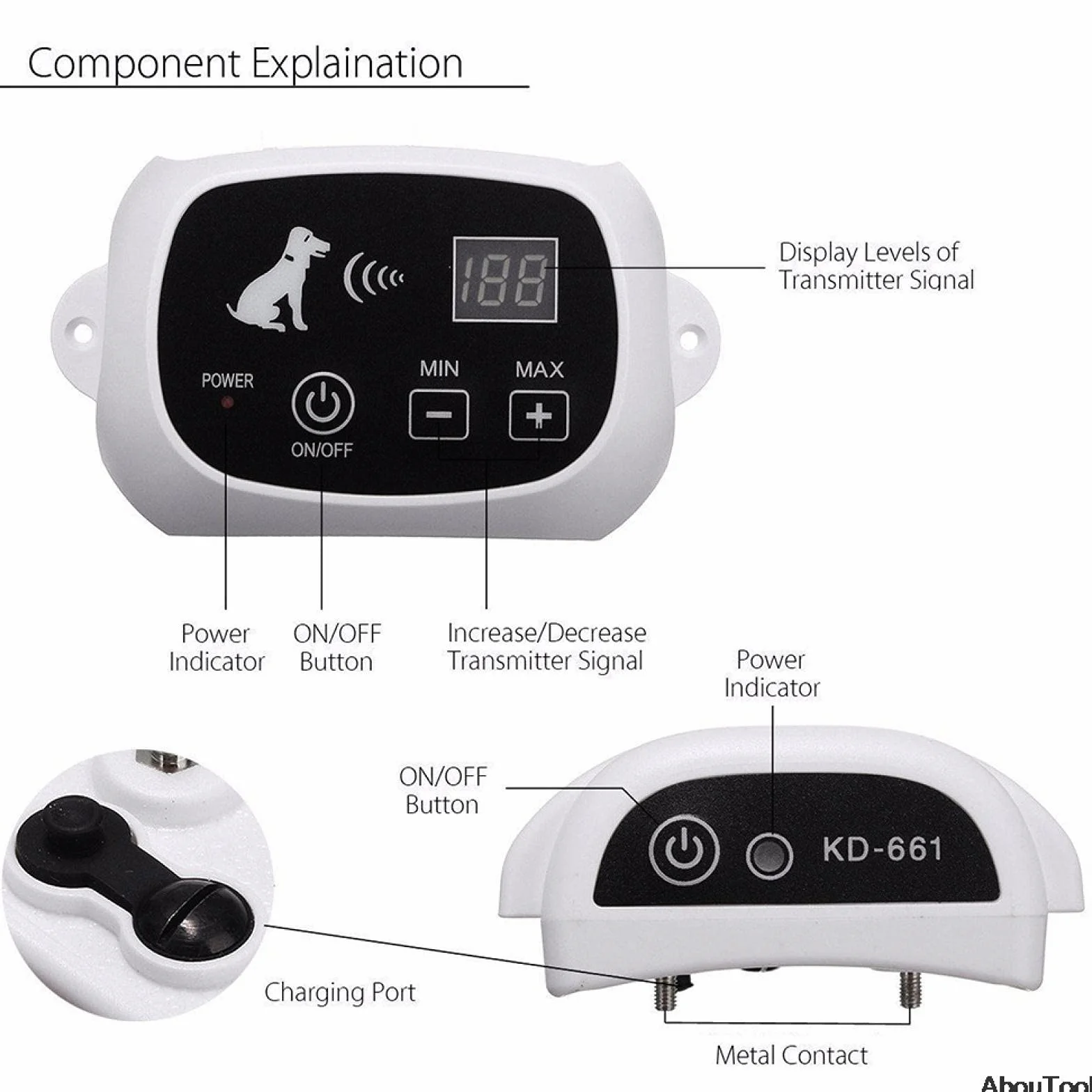 KD-661 Système de Clôture Électronique Sans Fil pour Gros Chiens avec Collier de Dressage Étanche