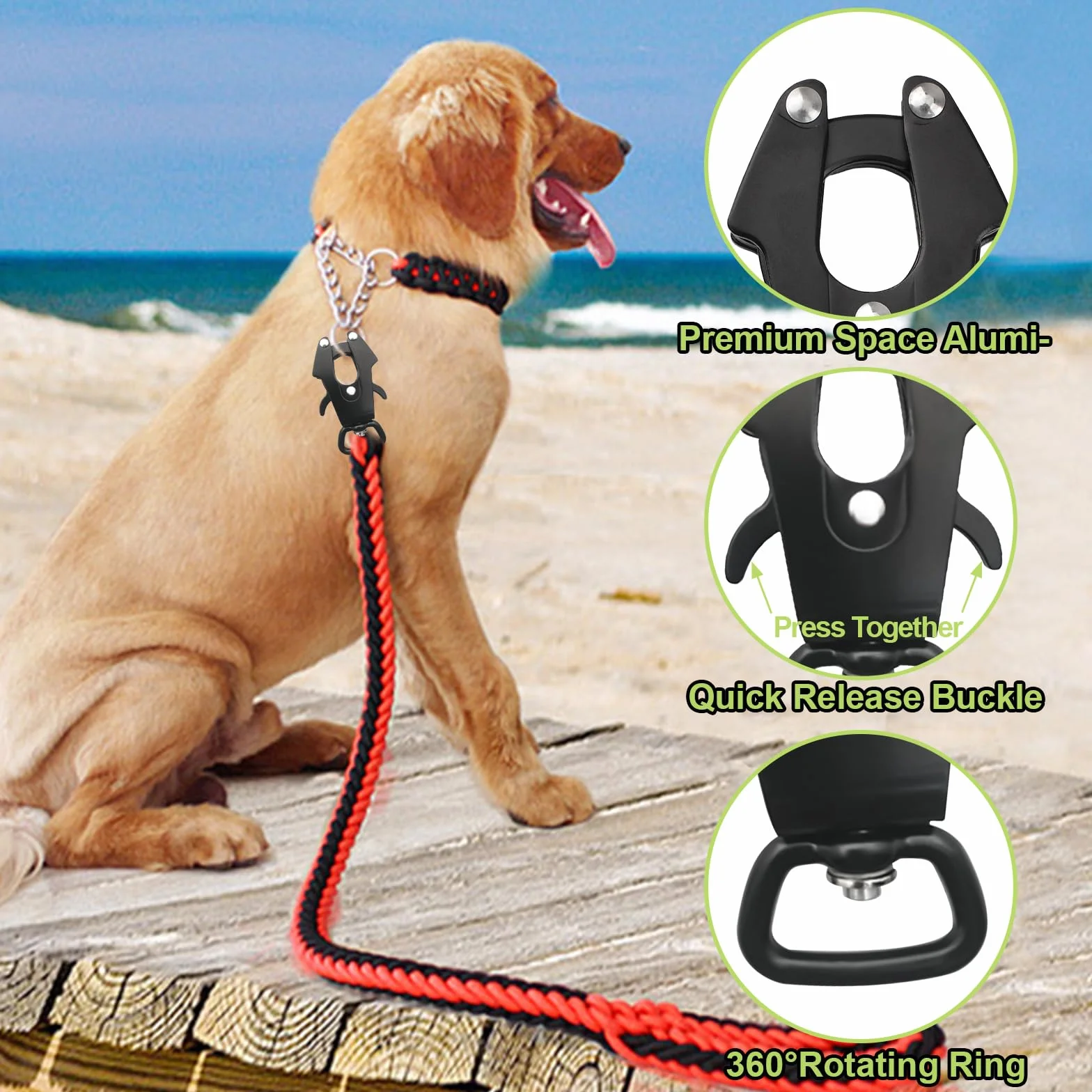 Frog Clip 2 Pack Espace Verrouillage en Aluminium Boucle de Laisse de Chien Boucle rotative à libération Rapide Boucle de chaîne de Chien résistant à la Rouille,Dia 25mm
