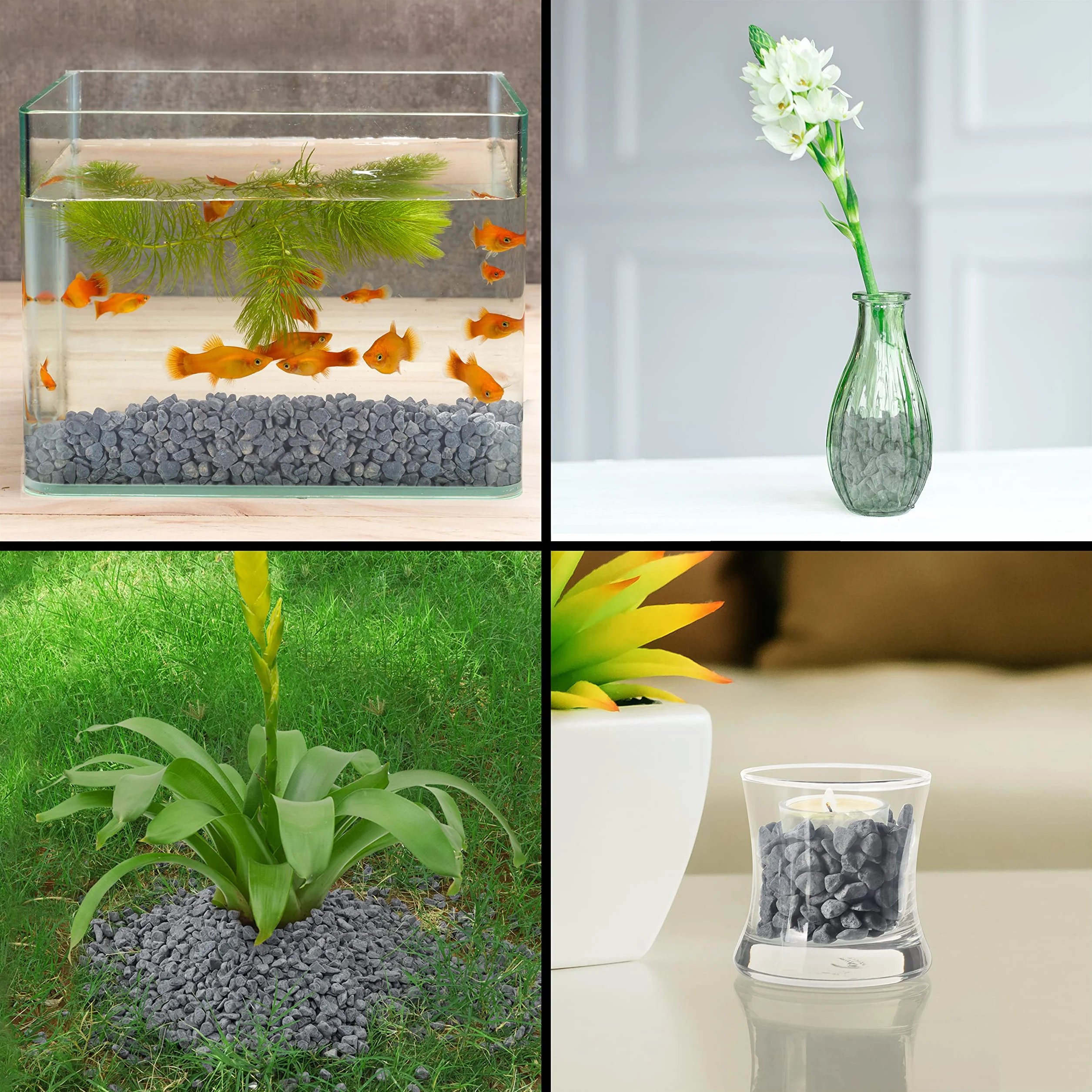 Belle Vous Gravier Decoratif Gris Naturel (Sac de 3,6 kg) Assortiment de Cailloux Decoratif pour Vase de 0,5-1,3 cm - Pierres Décoratives de Rivière pour Plante, Jardin, Aquarium, Maison & Jardin