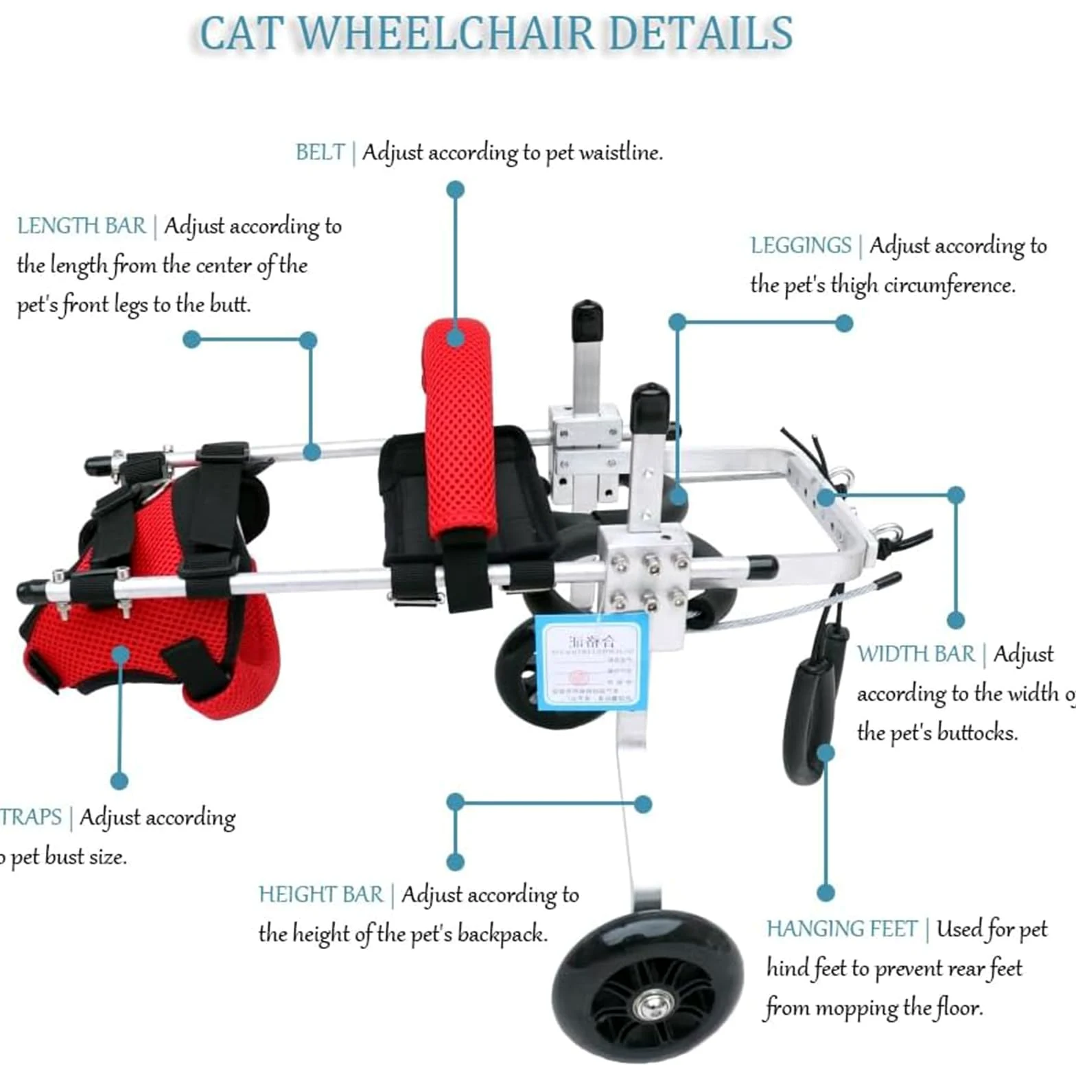 Harnais De Soutien pour Chien, Fauteuil Roulant pour Chat Lapin Handicapé Réadaptation pour Patte Arrière/Jambe Arrière, Aide À Marcher, Chariot pour Les Animaux Âgés Et Blessés,S