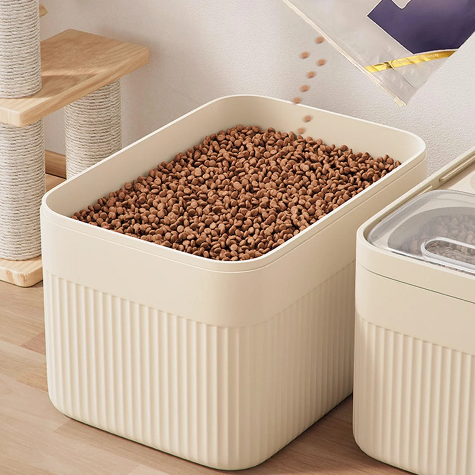 Générique Conteneur Croquettes Chien Chats 4Kg Rangement Hermétique Anti-Odeurs 24x17x18cm Blanc