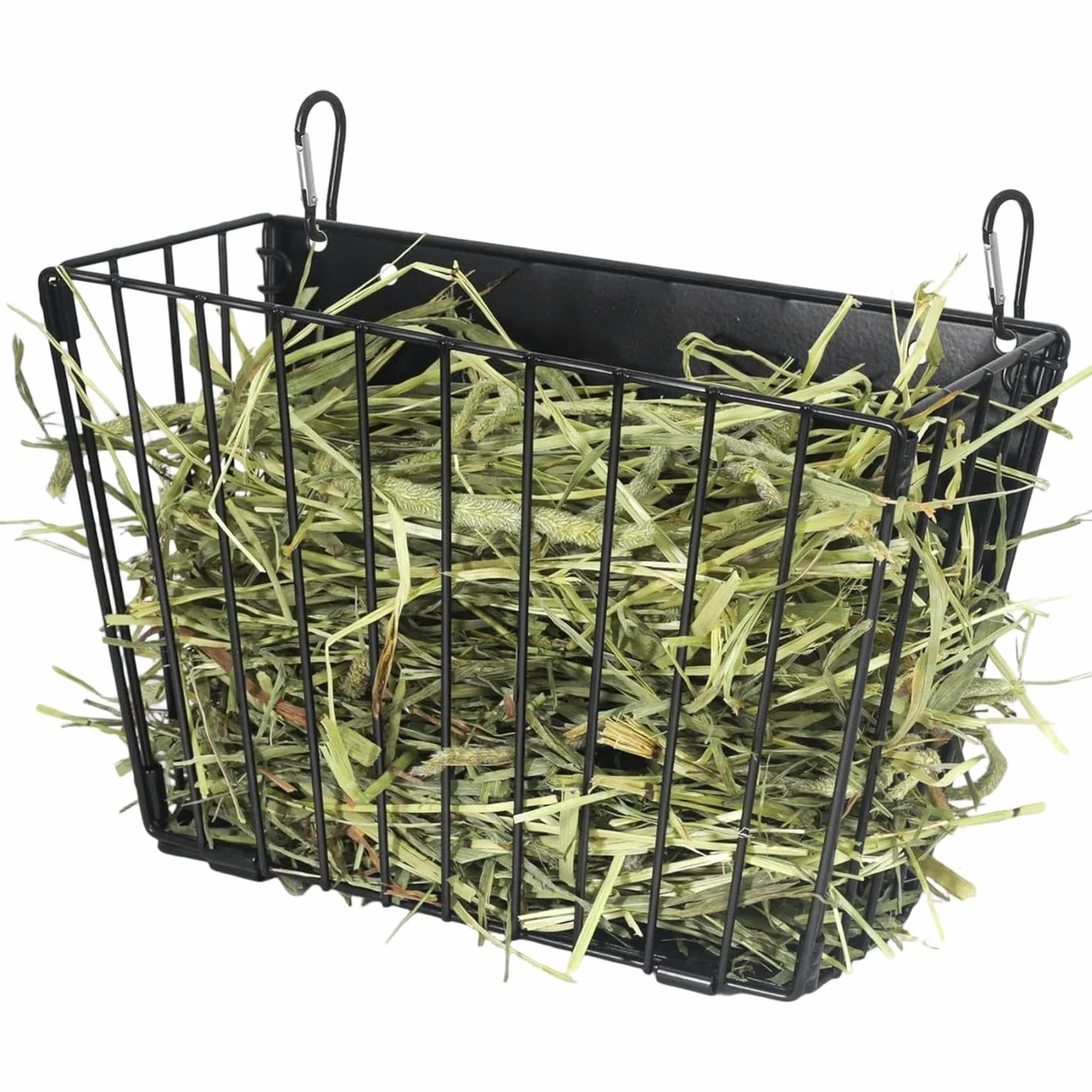 Râtelier à Foin pour Lapin, Rangement de Nourriture Pliable avec Crochet, Distributeur de Foin en Cadre Métallique