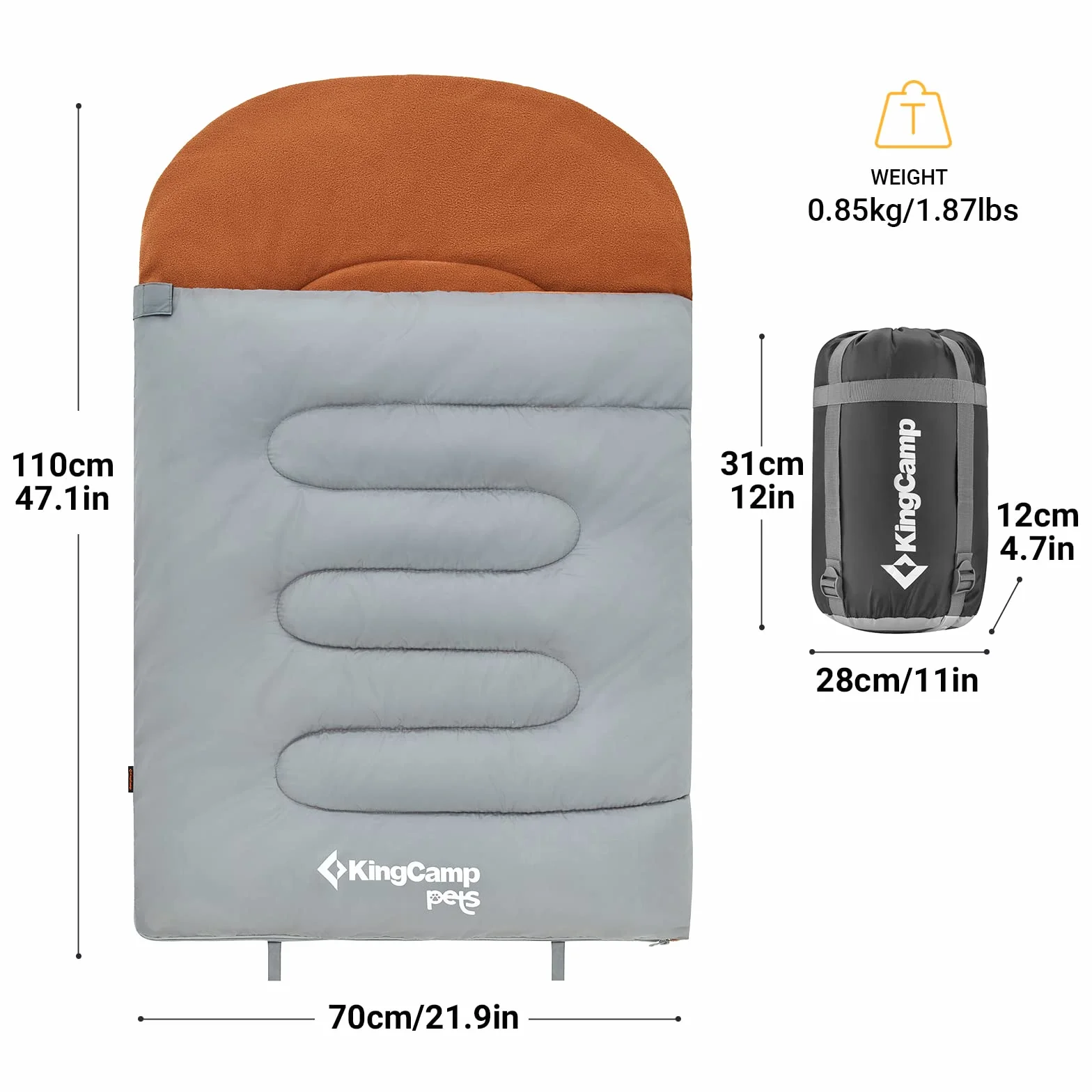 KingCamp Sac de Couchage pour Chien Imperméable 110x70cm, Couverture Lavable pour Chien Chat Chiot