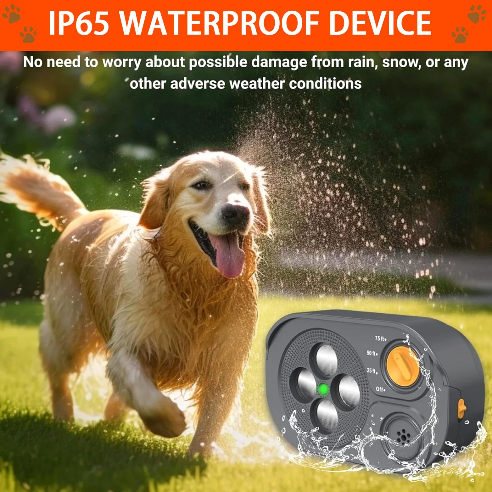 Anti-Aboiement pour Chien Automatique, Boitier Ultrason Anti Aboiement Chien 3 Portées, Boitier Chien de 75 Pieds, Sifflet Ultrasonique pour Chiens Intérieurs Extérieurs, IP65 Etanche, Noir