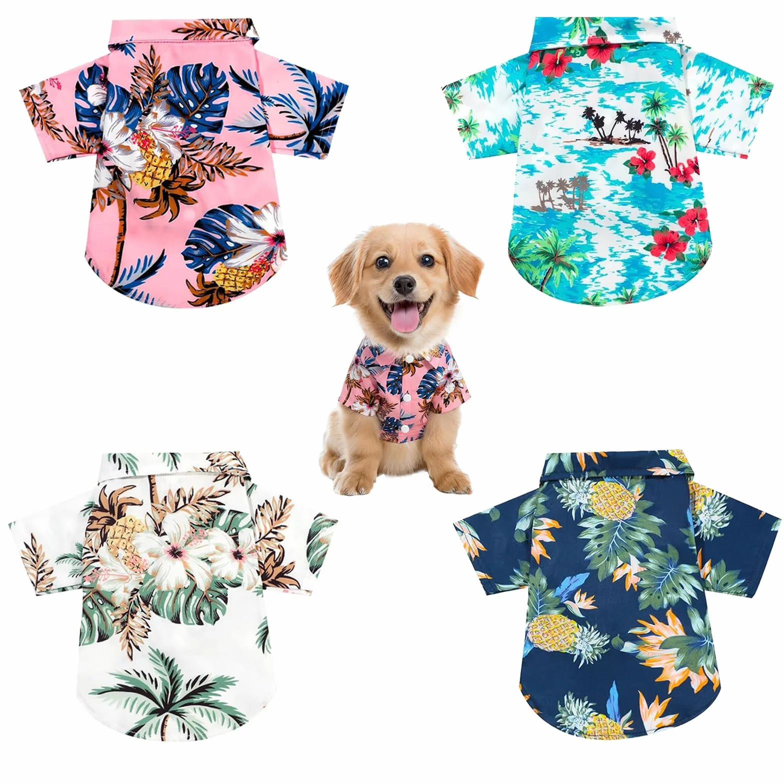 Chemise Hawaïenne pour Chien T Shirt Été Chiens Vêtement Chien Été Polo XS