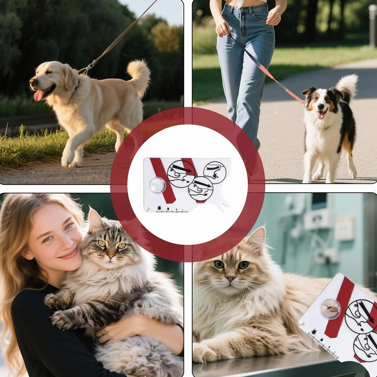 Carte à Tiques Homme & Enfants avec Loupe - Rapide Enlever Les Tiques pour Chien et Animal de Compagnie