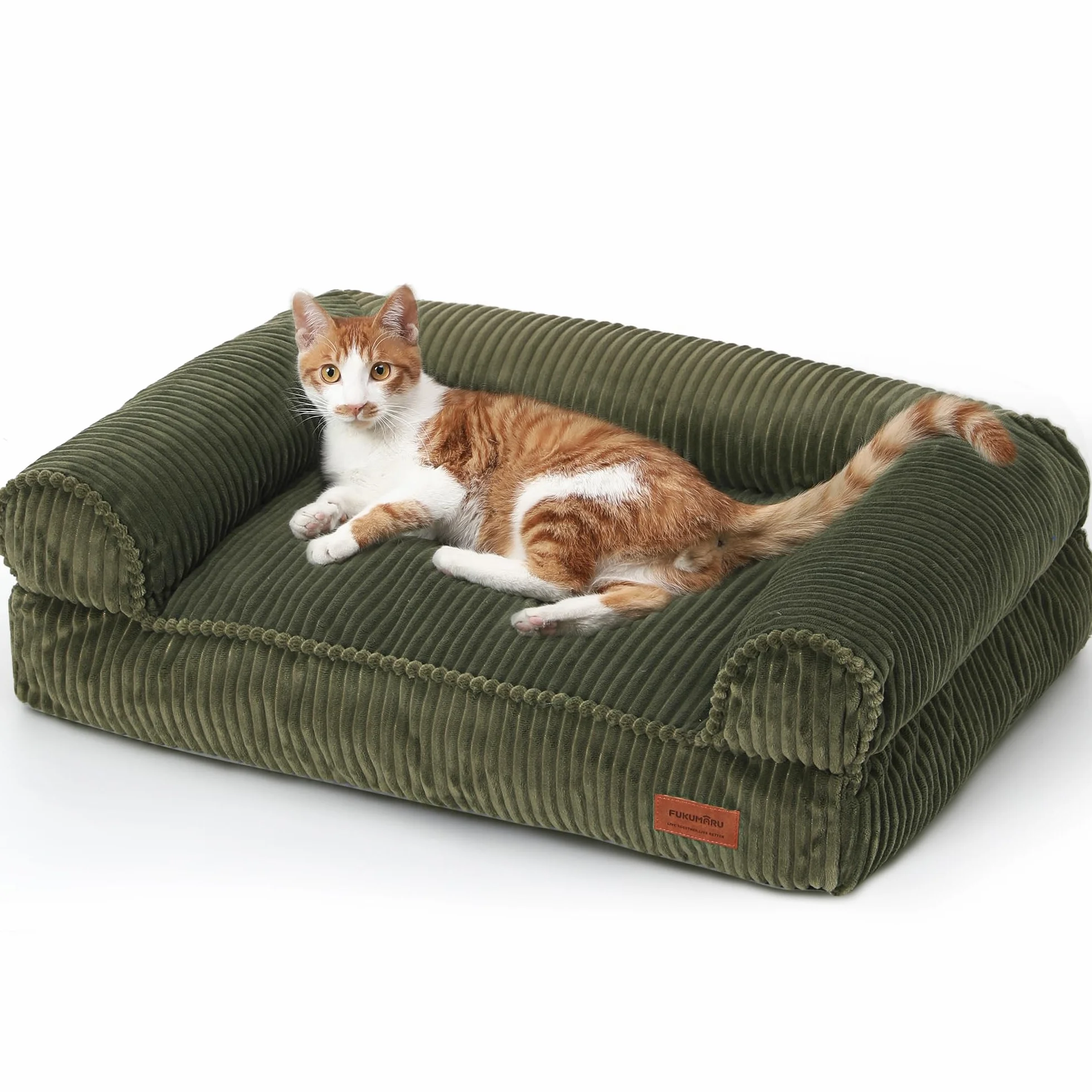 FUKUMARU Coussin Chien Dehoussable Lavable Canapé Antidérapant 72 x 52 x 22 cm Vert
