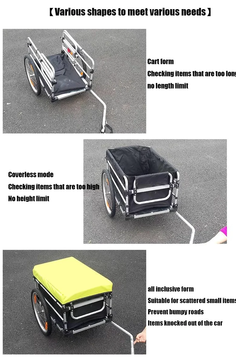Remorque de vélo pour le camping et les aventures tout-terrain, design pliable pour un rangement et un transport faciles, compatible avec les vélos électriques