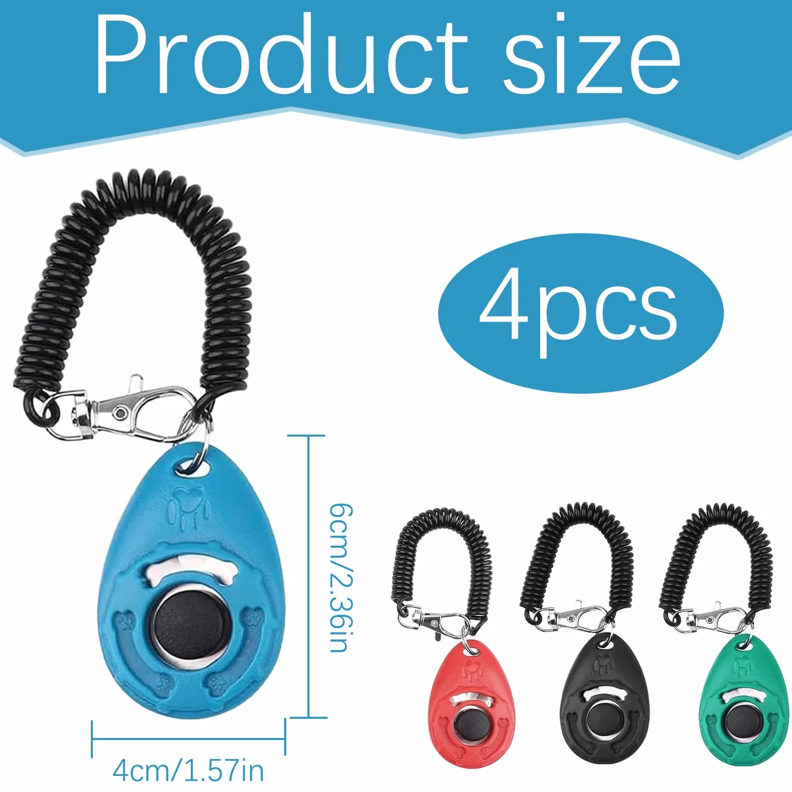 4 PCS Clicker de Chien,Clickers pour Chien,Clicker de Dressage pour Animaux de Compagnie avec Dragonne,Clickers de éducation Formation,Professionnel Clicker Chien Dressage pour Chien,Chat,Cheval.
