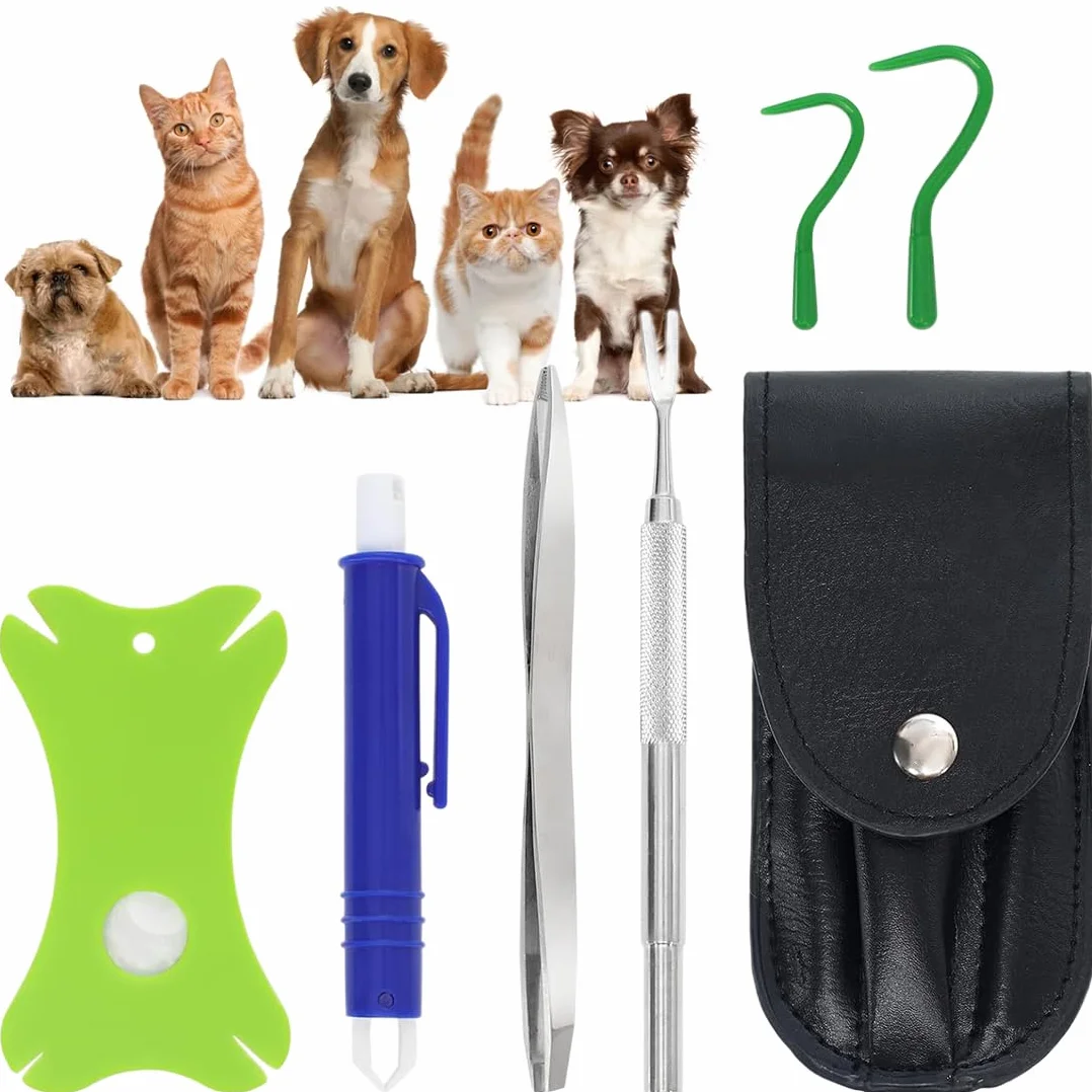Lot de 5 Pinces à tiques avec étui - Tire Tique Humain, Chien et Chat - Crochet à tiques