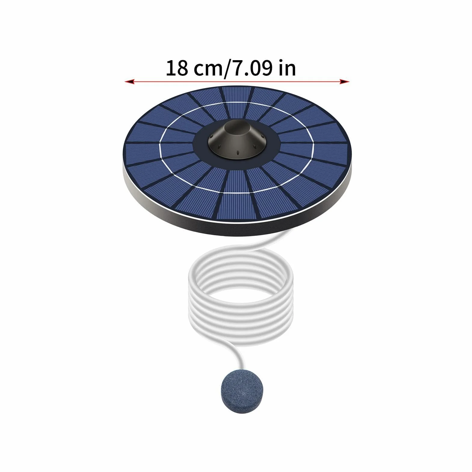 Aérateur de Bassin Solaire 2,5 W Pompe à Air Silencieuse avec Pierre à Bulles Kit Flottant