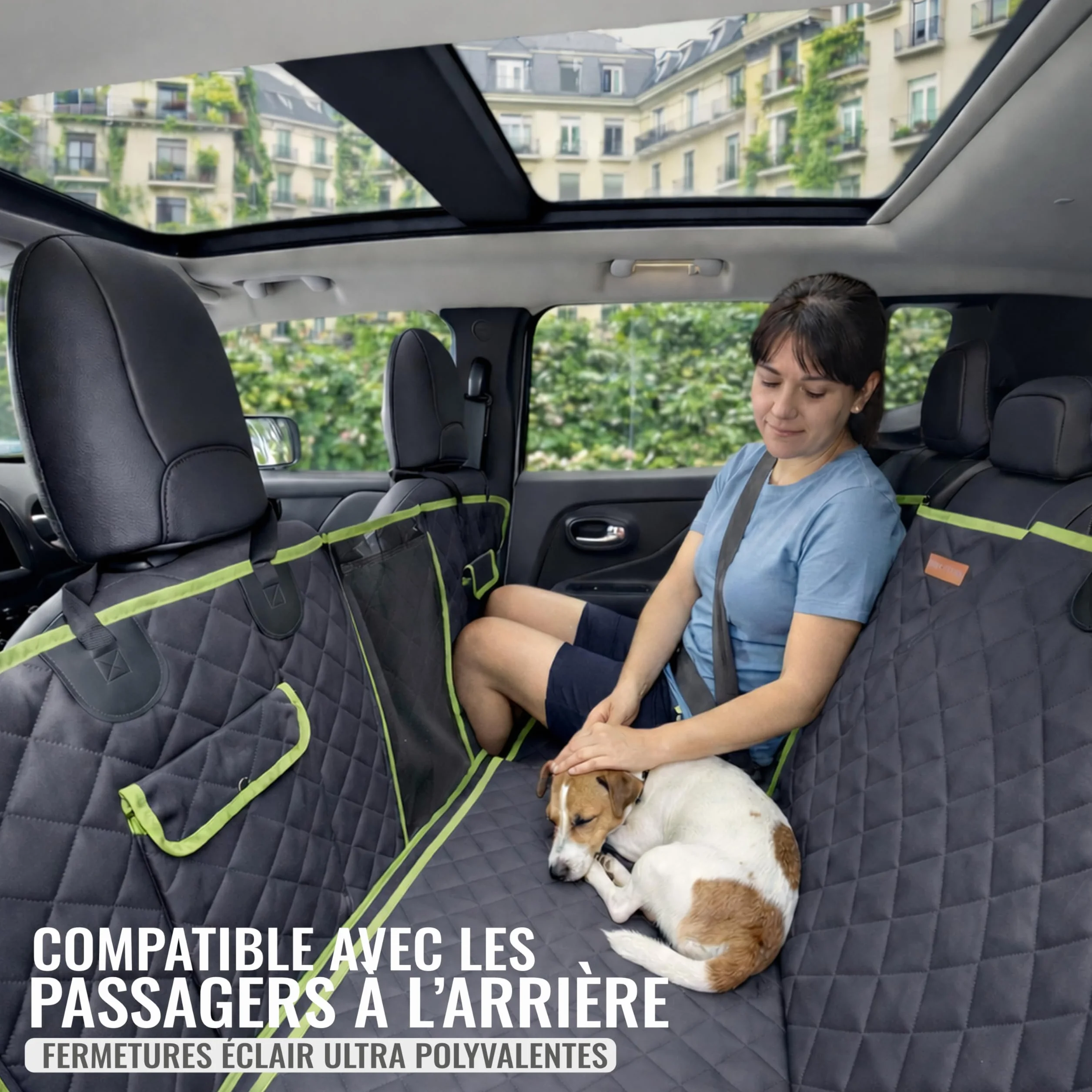Housse Chien Voiture 6-en-1 600D Imperméable avec Fenêtre Maille Protection Portes