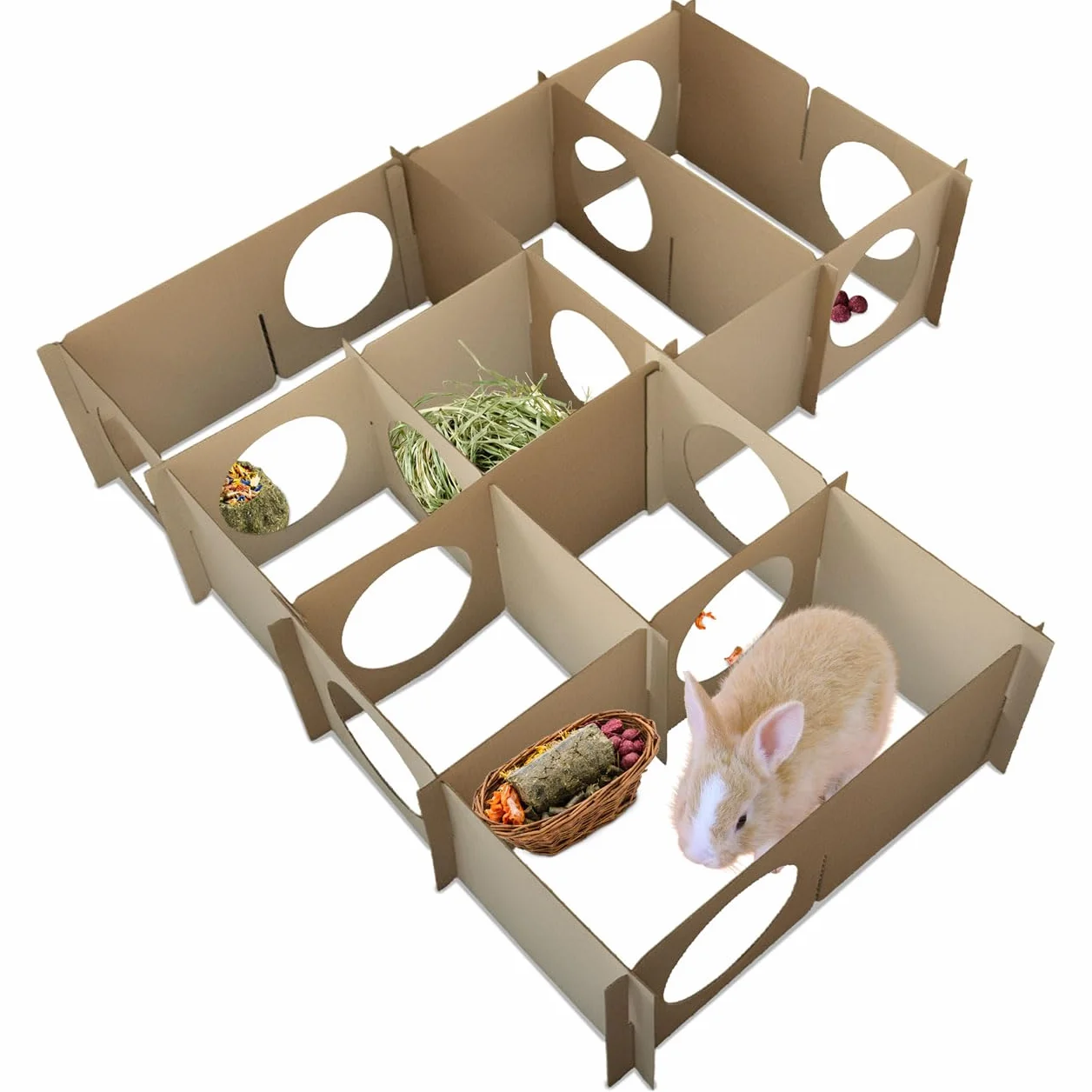 JR Farm PlasticFree Labyrinthe d'herbe pour Lapin, 14 Panneaux, 26 x 58 cm, Ouverture de 18 cm, 0,624 kg