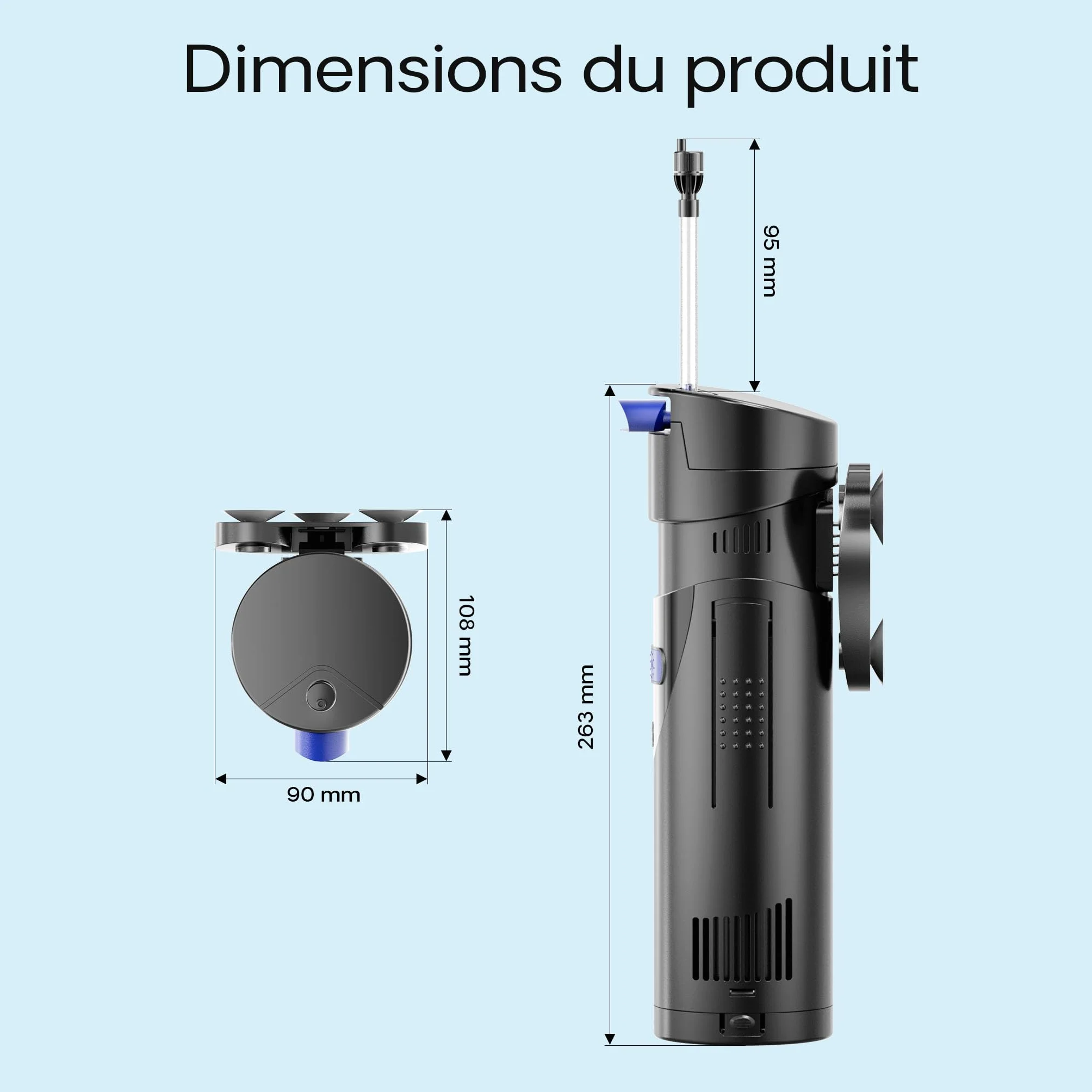 SunSun CUP-807 Pompe d'aquarium 4 en 1 700 l/h 10 W Stérilisateur UVC 7 W 500 l